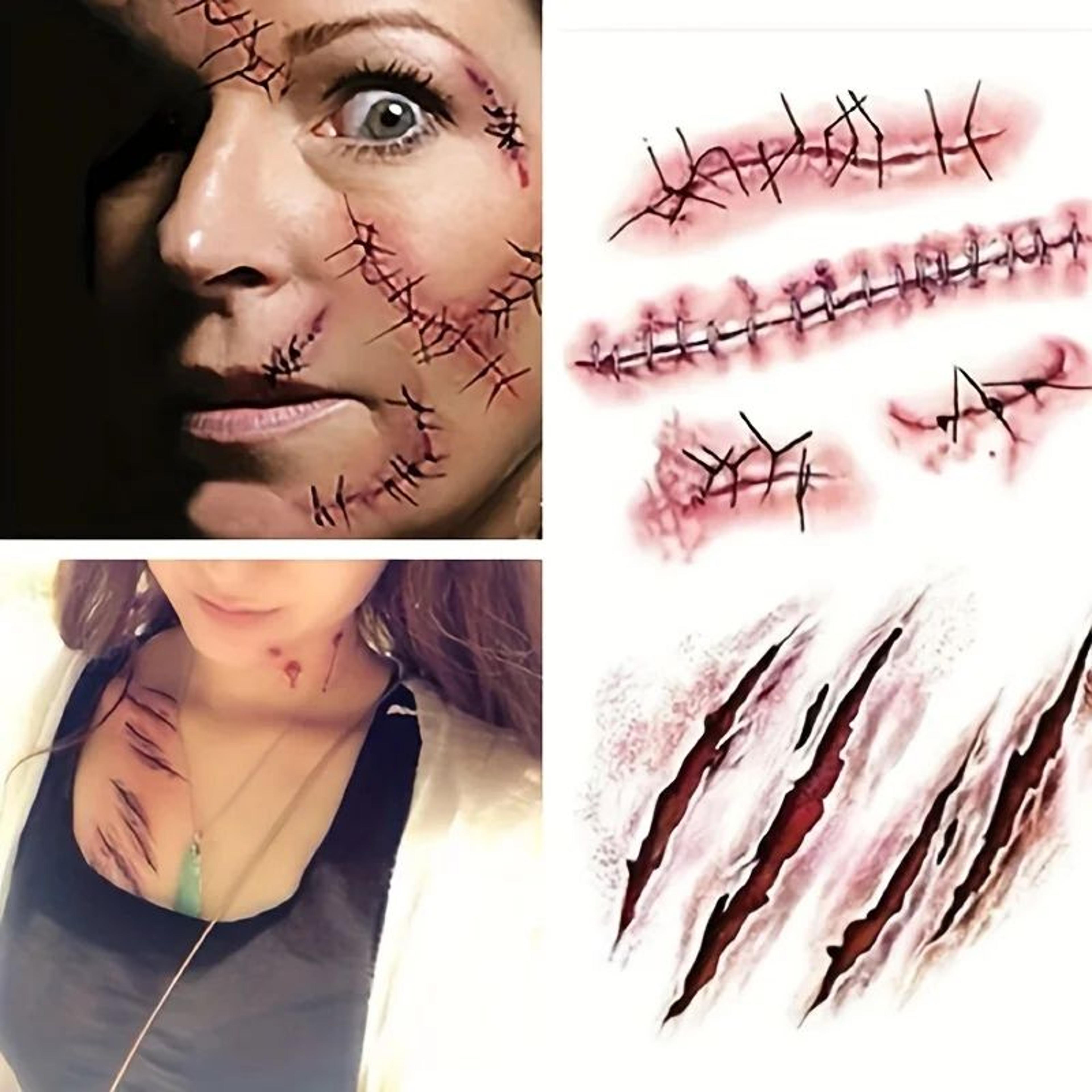 halloween scar temporary tattoo stickers waterproof fake blood wound decals
