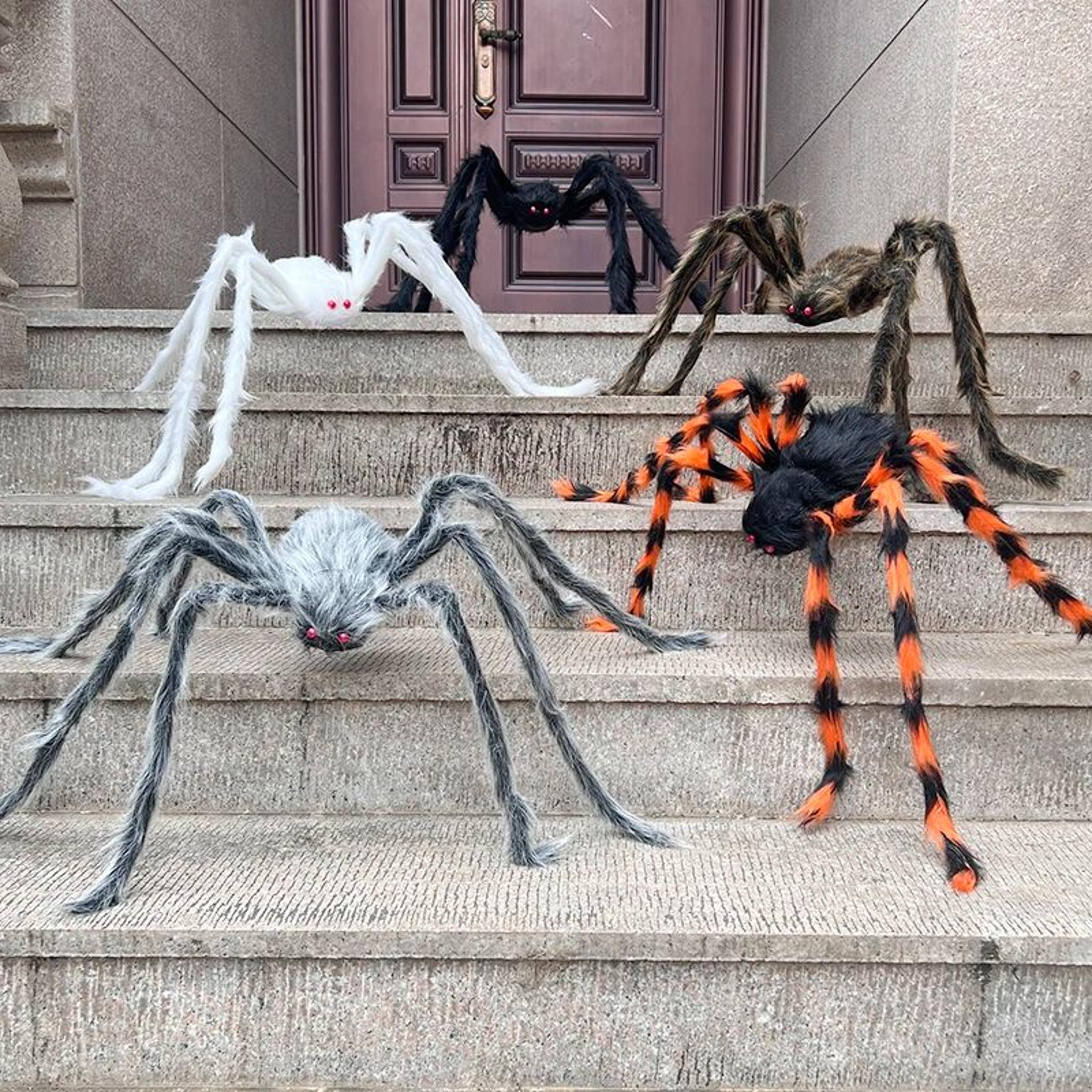 halloween giant black plush spider scary hanging decoration