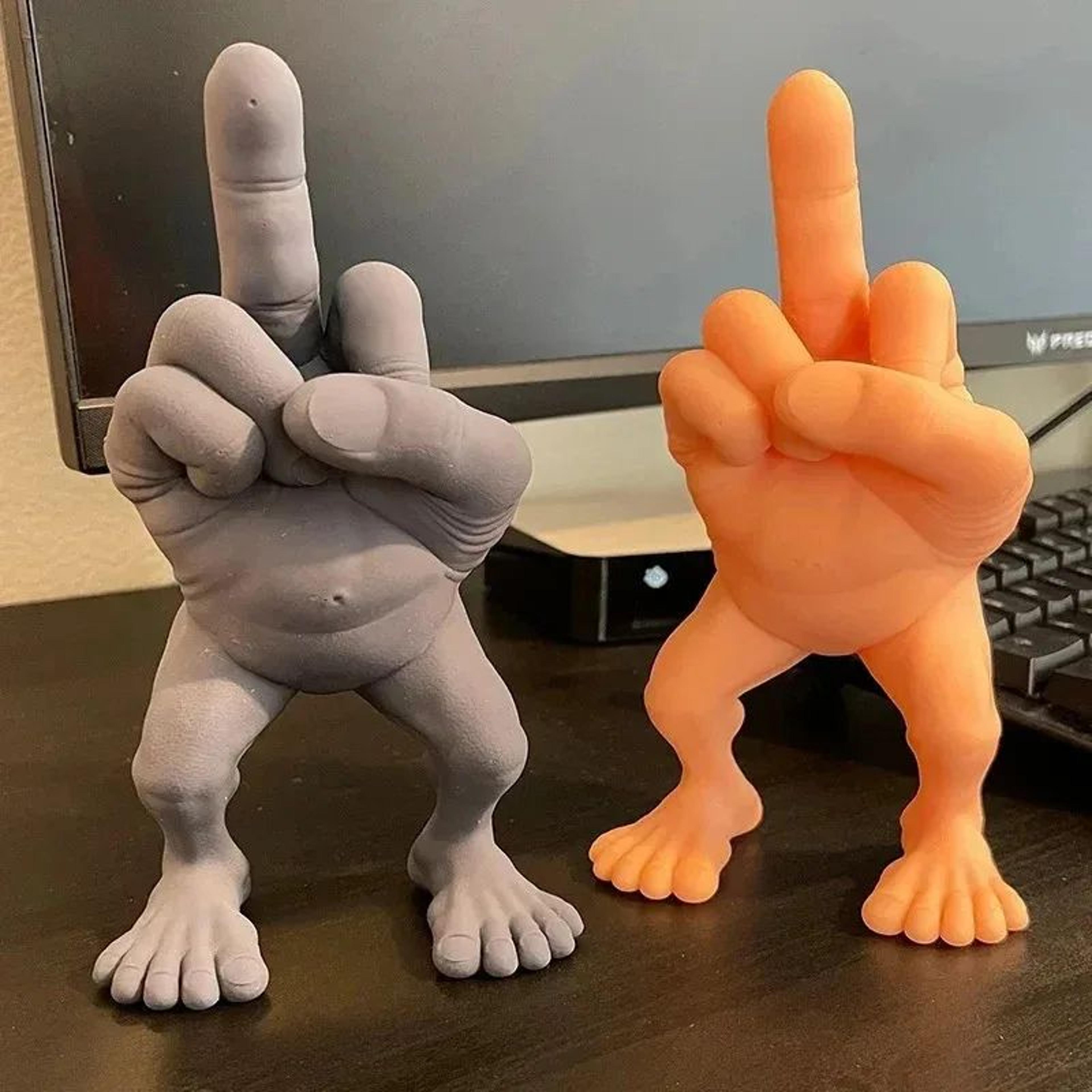 funny middle finger figure with legs desktop desk ornament