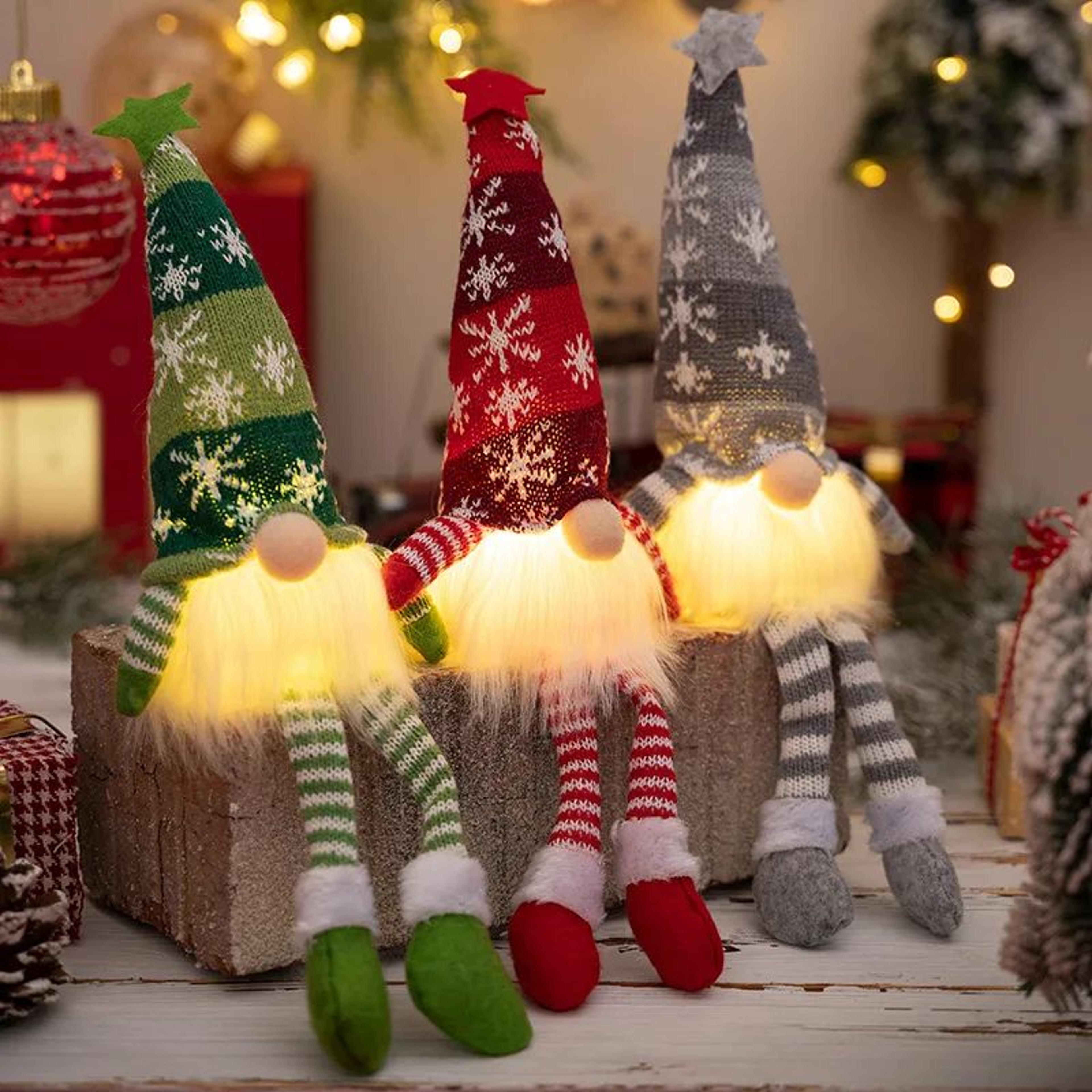 led lighted faceless christmas gnome elf plush doll