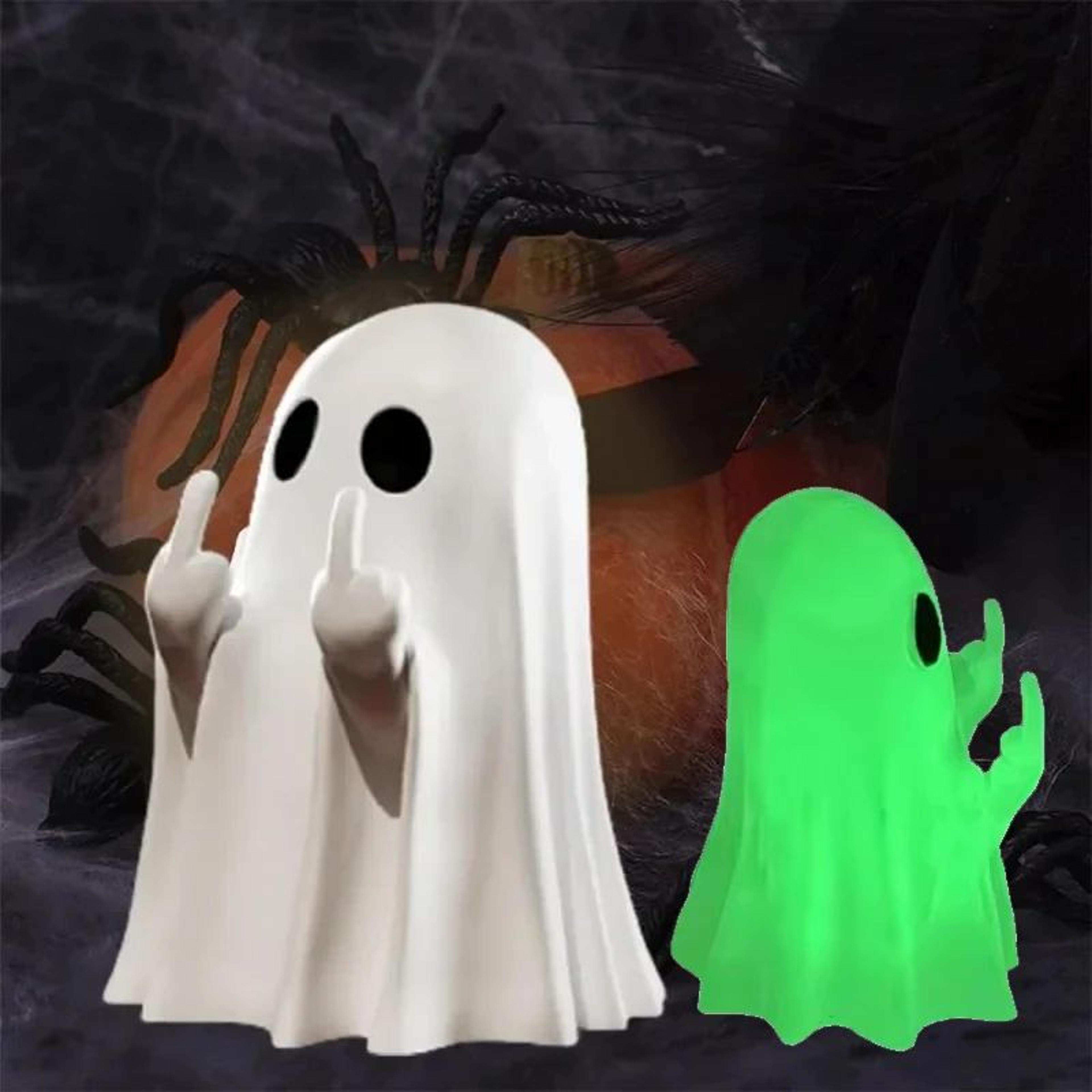 luminous cute ghost middle finger figurine
