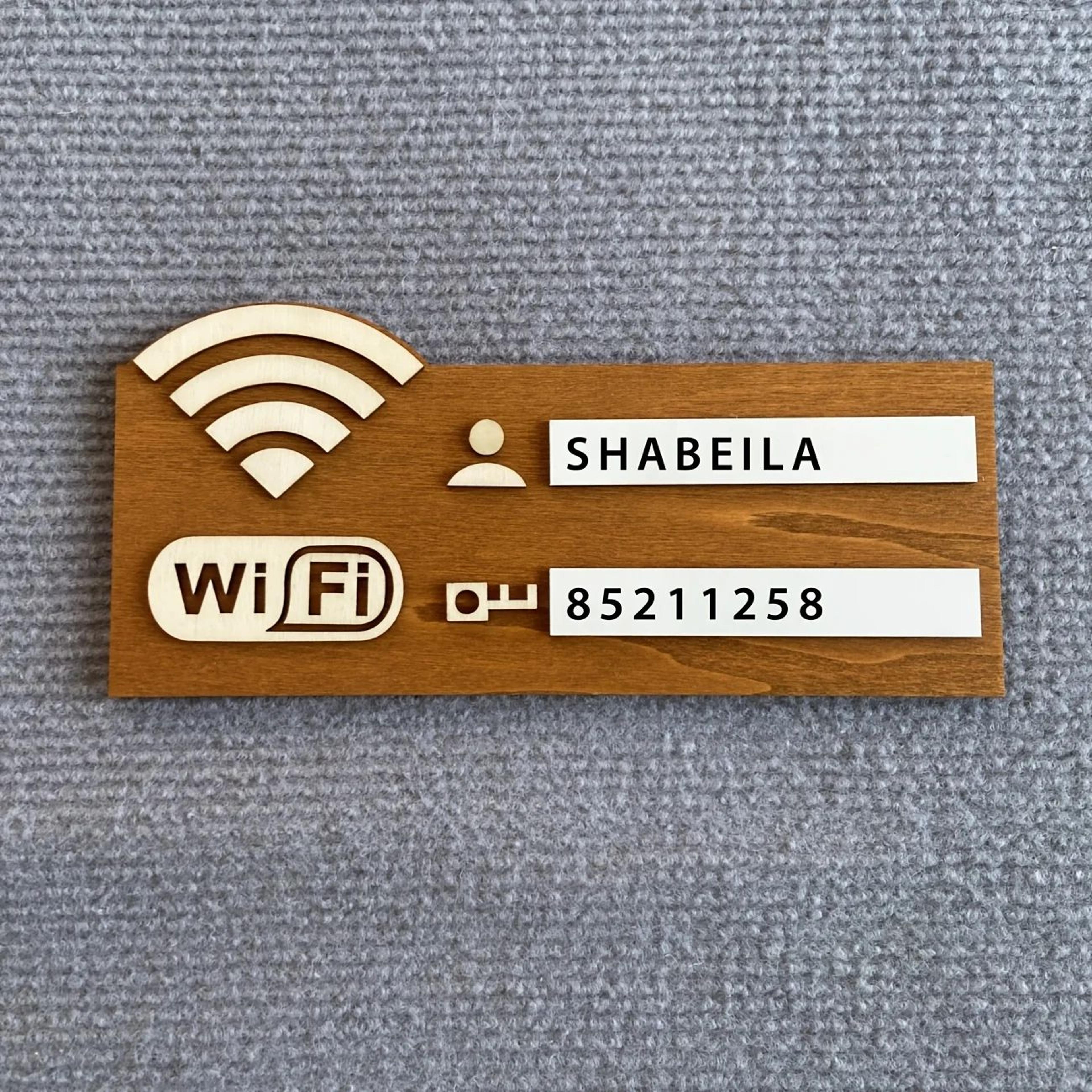 rustic wooden wifi password sign plaque