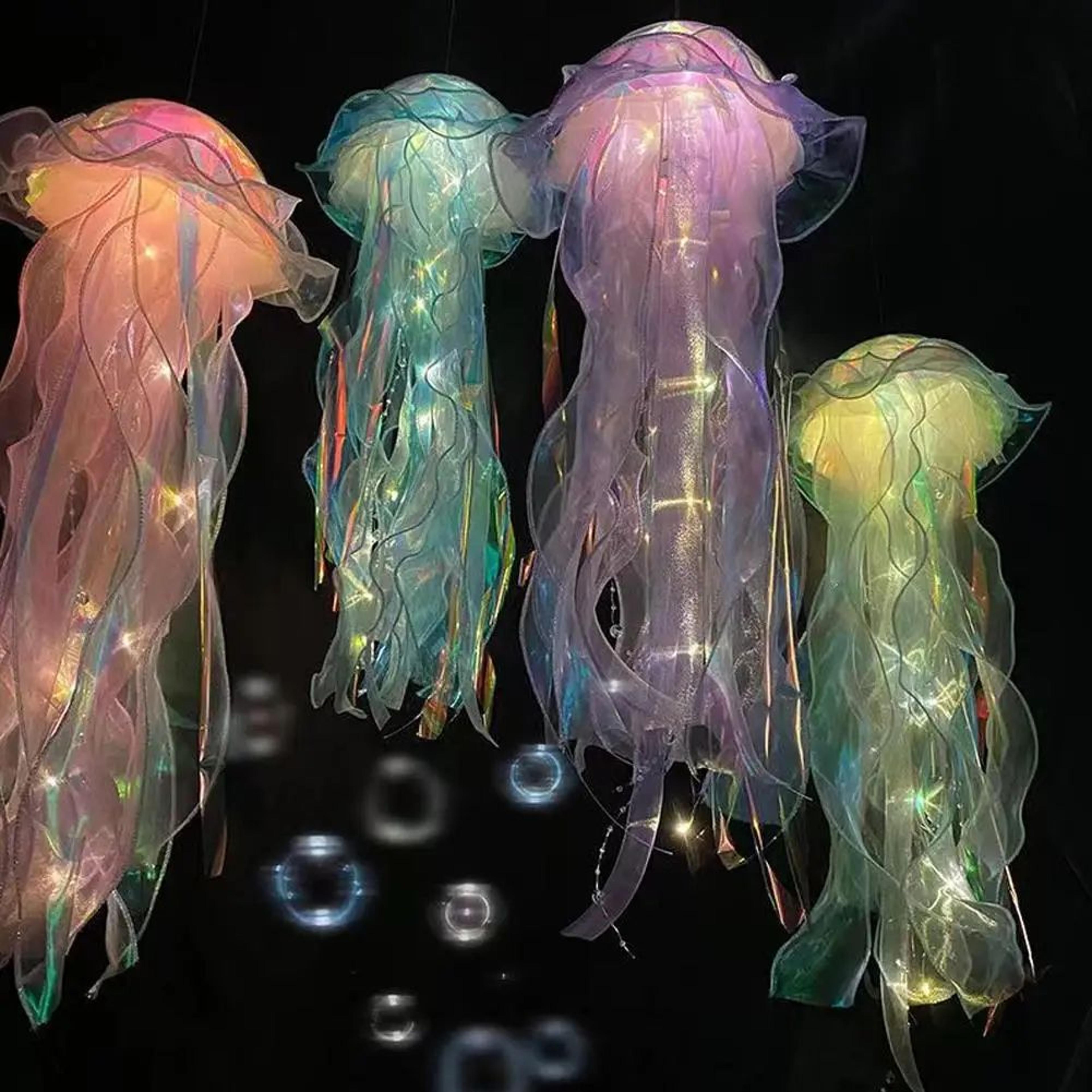 colorful diy hanging jellyfish night lamp