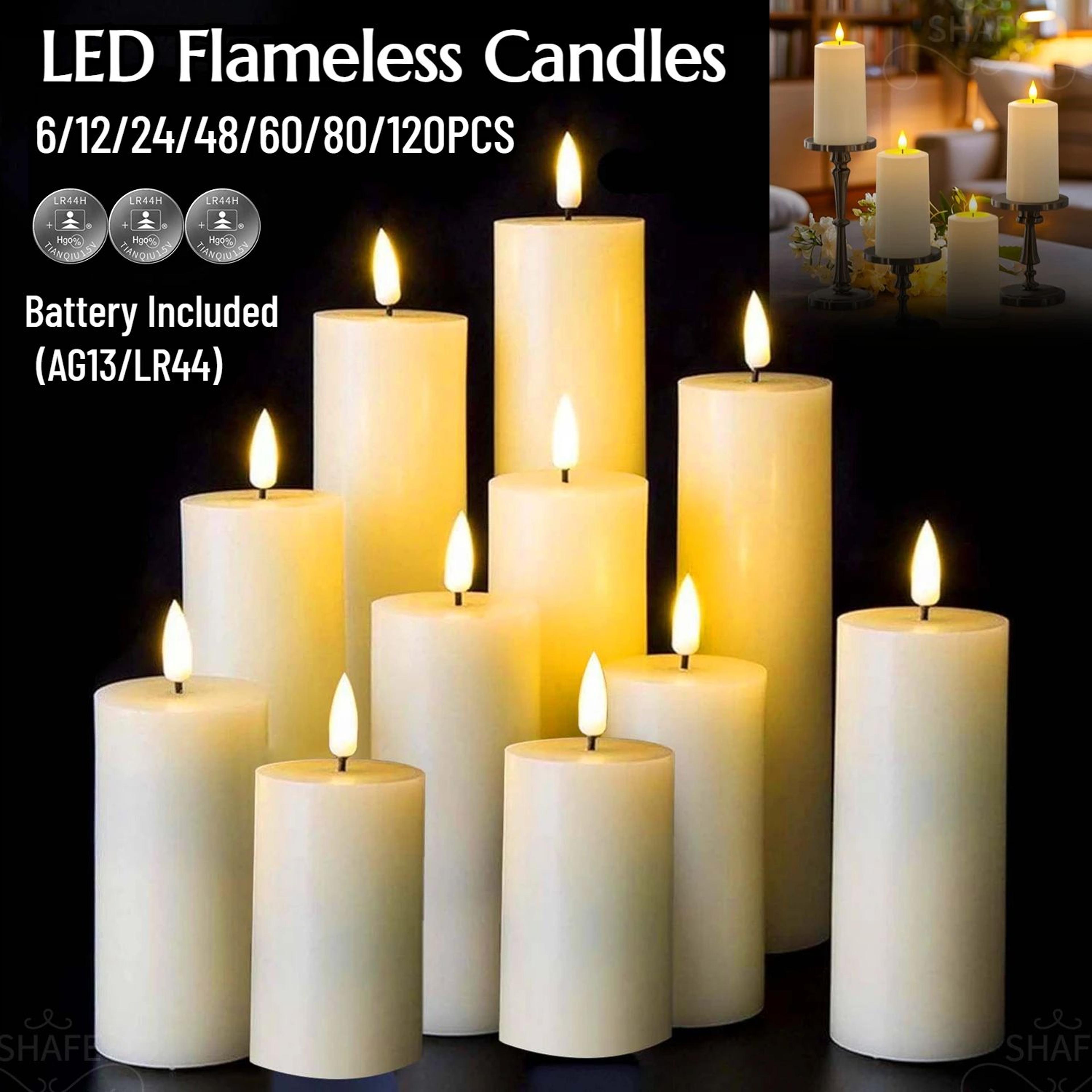 bulk led flickering flameless pillar candles