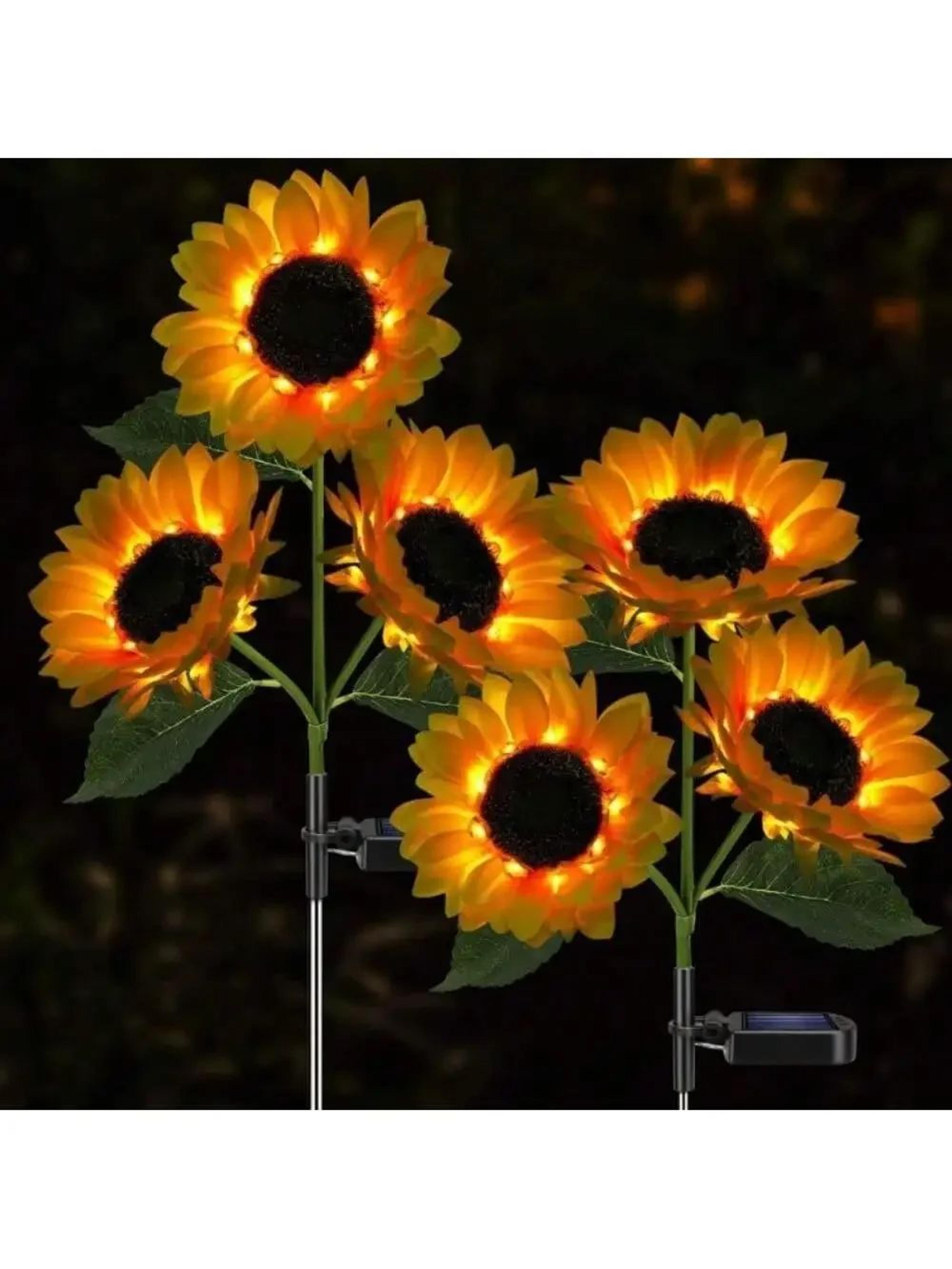 solar led sunflower garden stake light