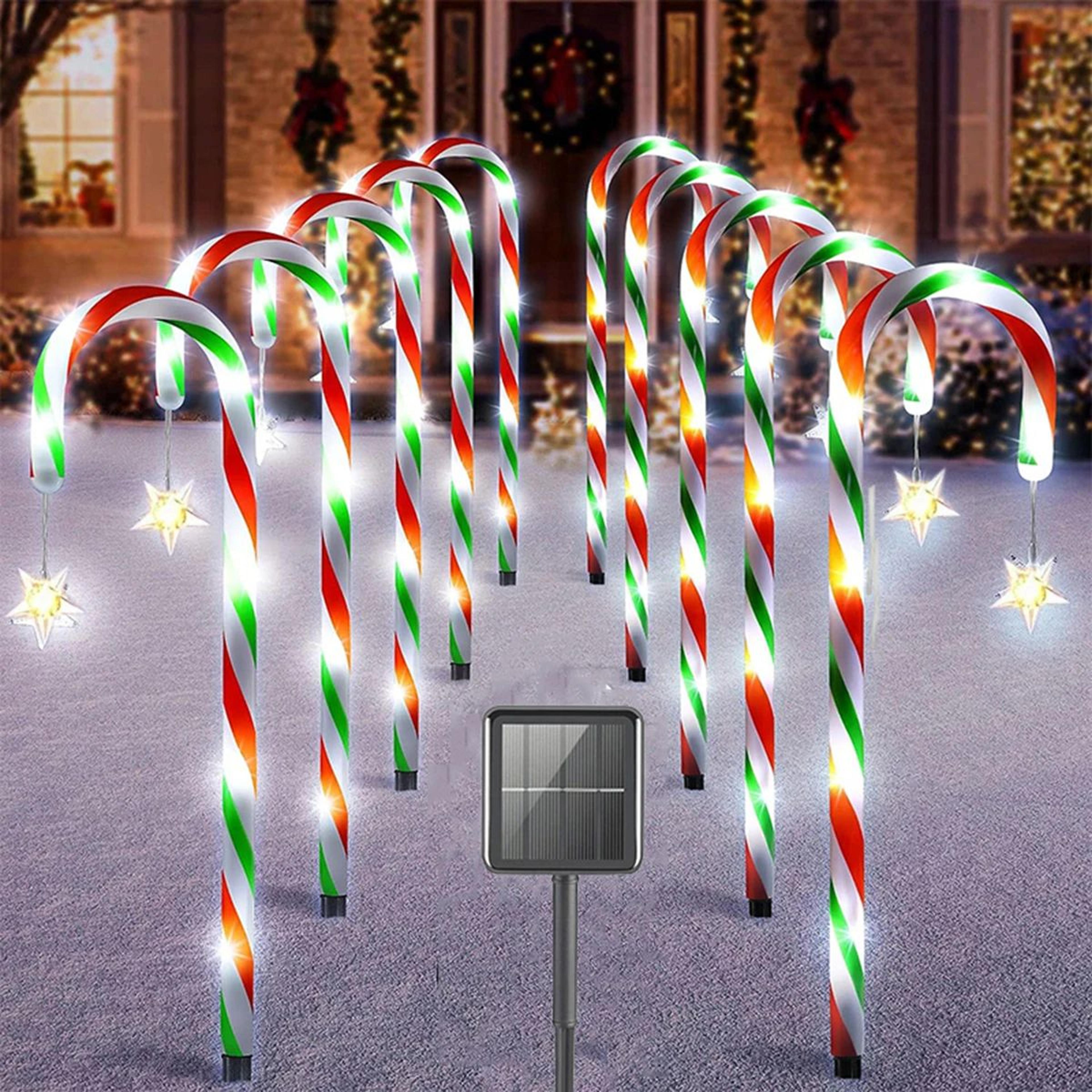 solar candy cane christmas pathway lights