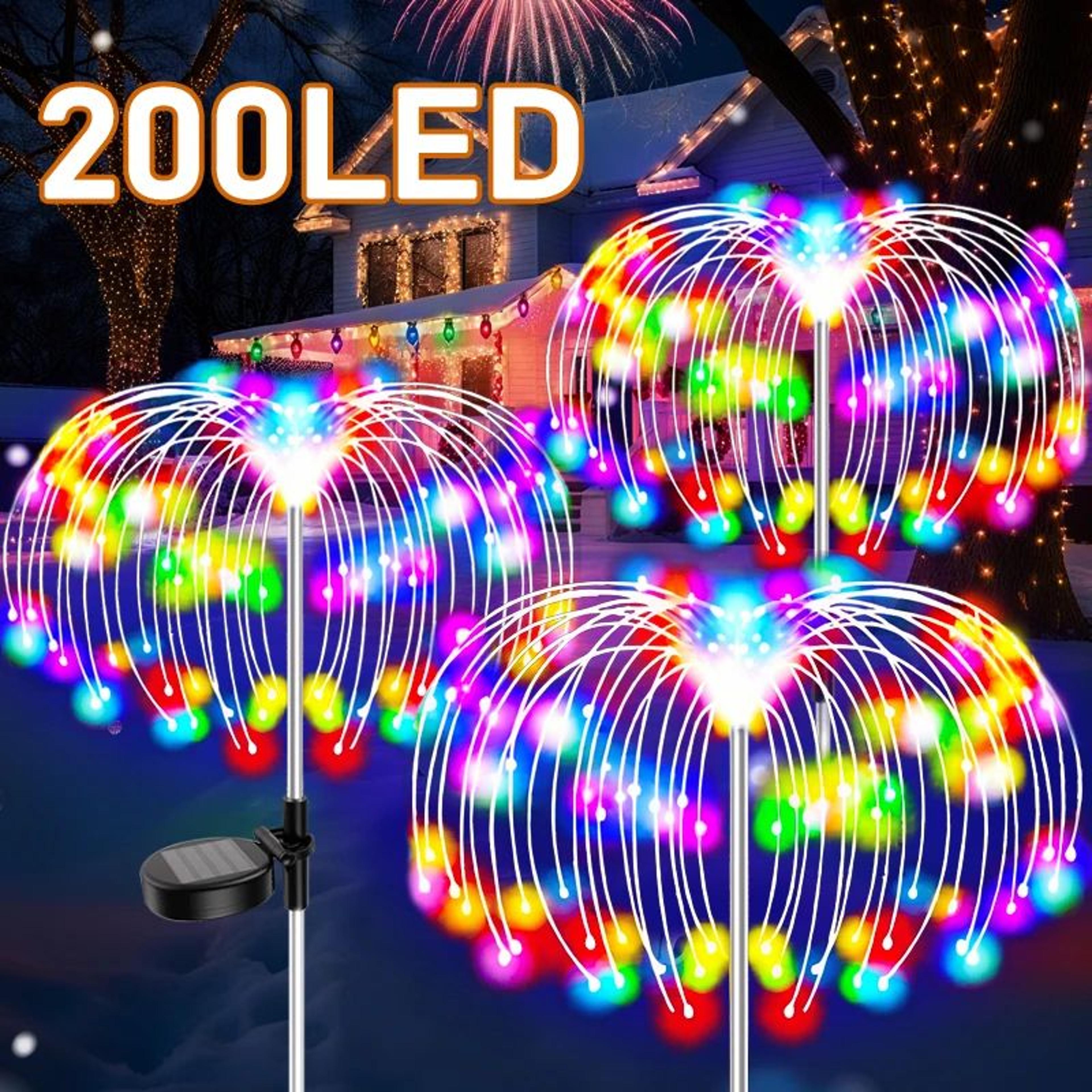 solar firework led garden stake lights