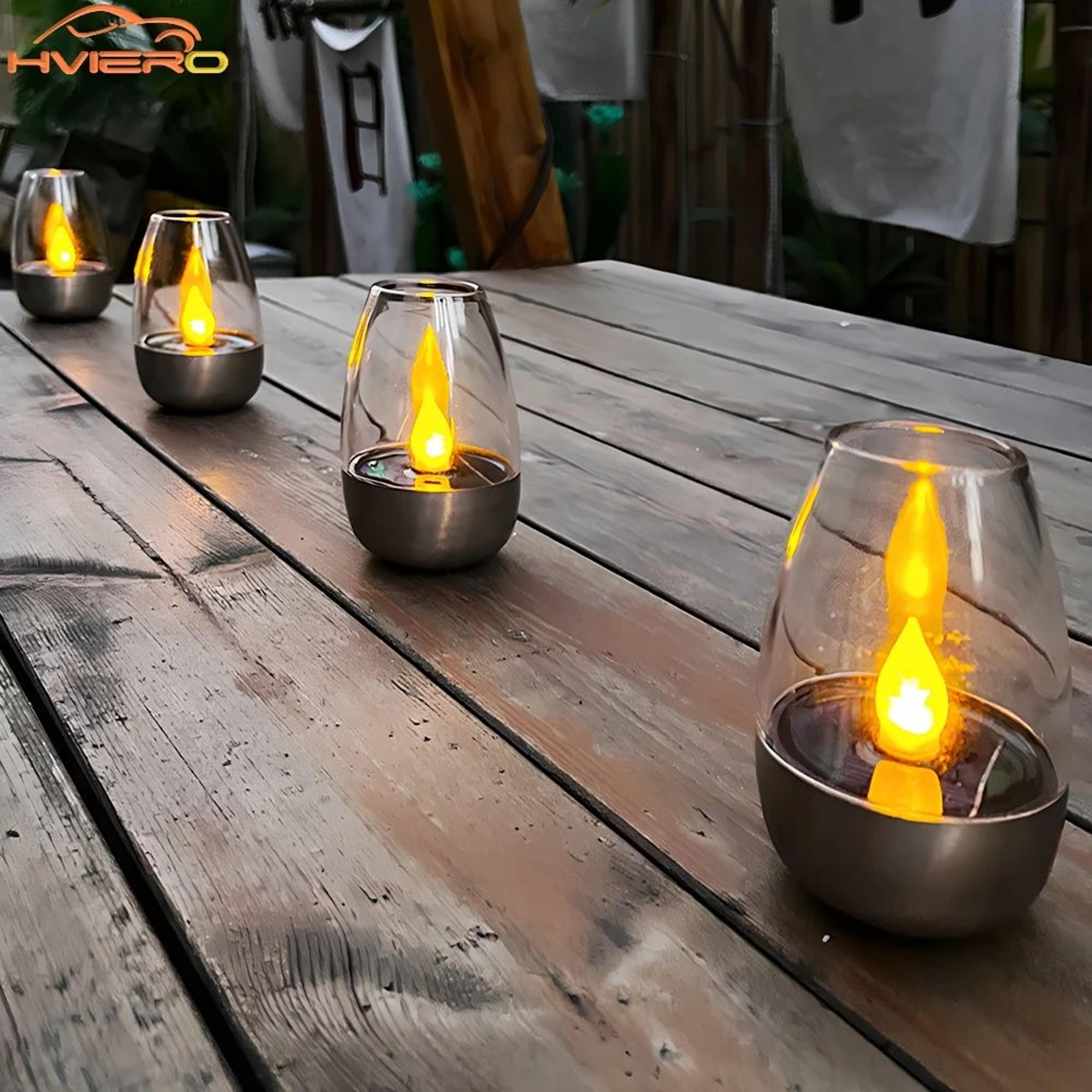 solar led stainless steel candle light
