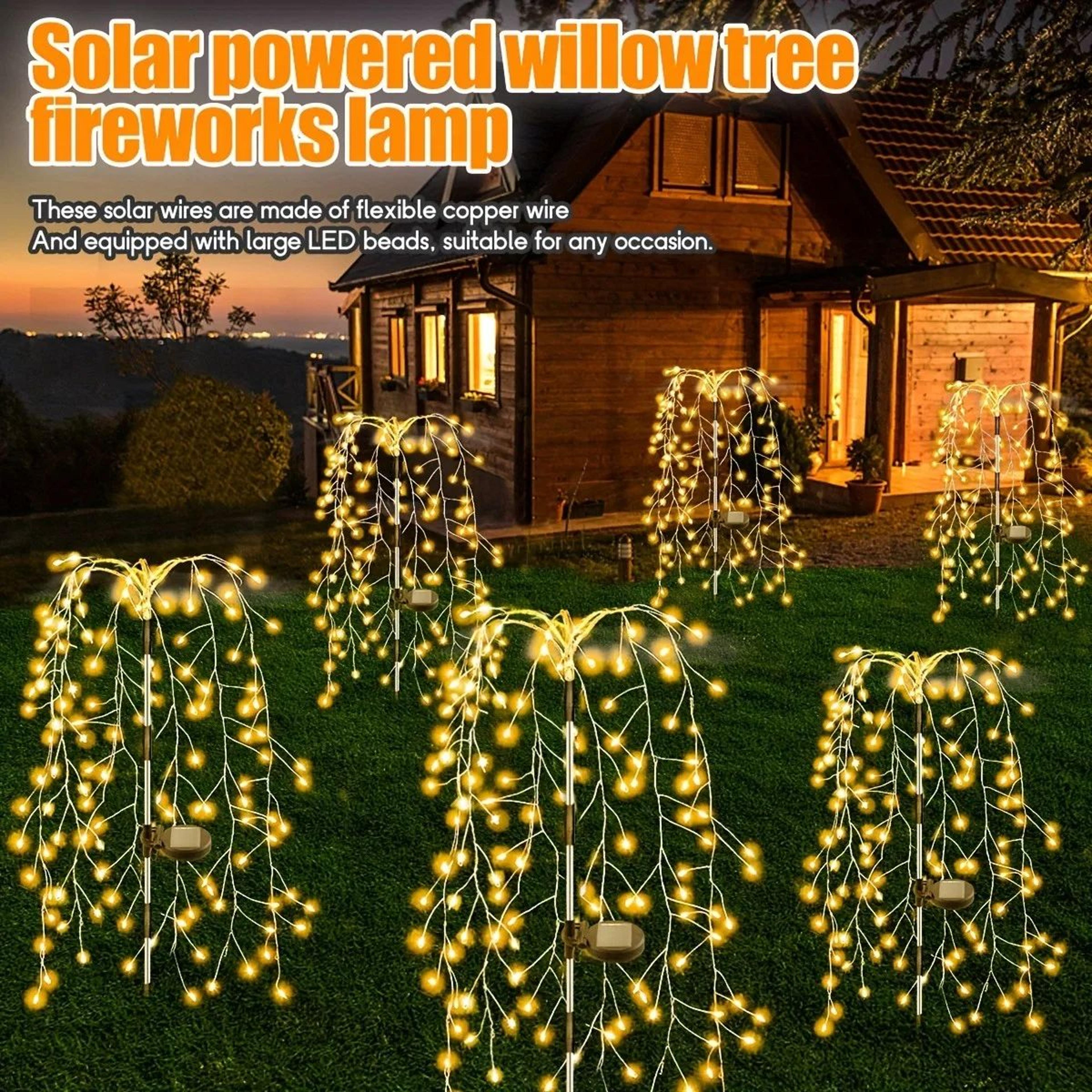 200 led solar firecracker willow garden light