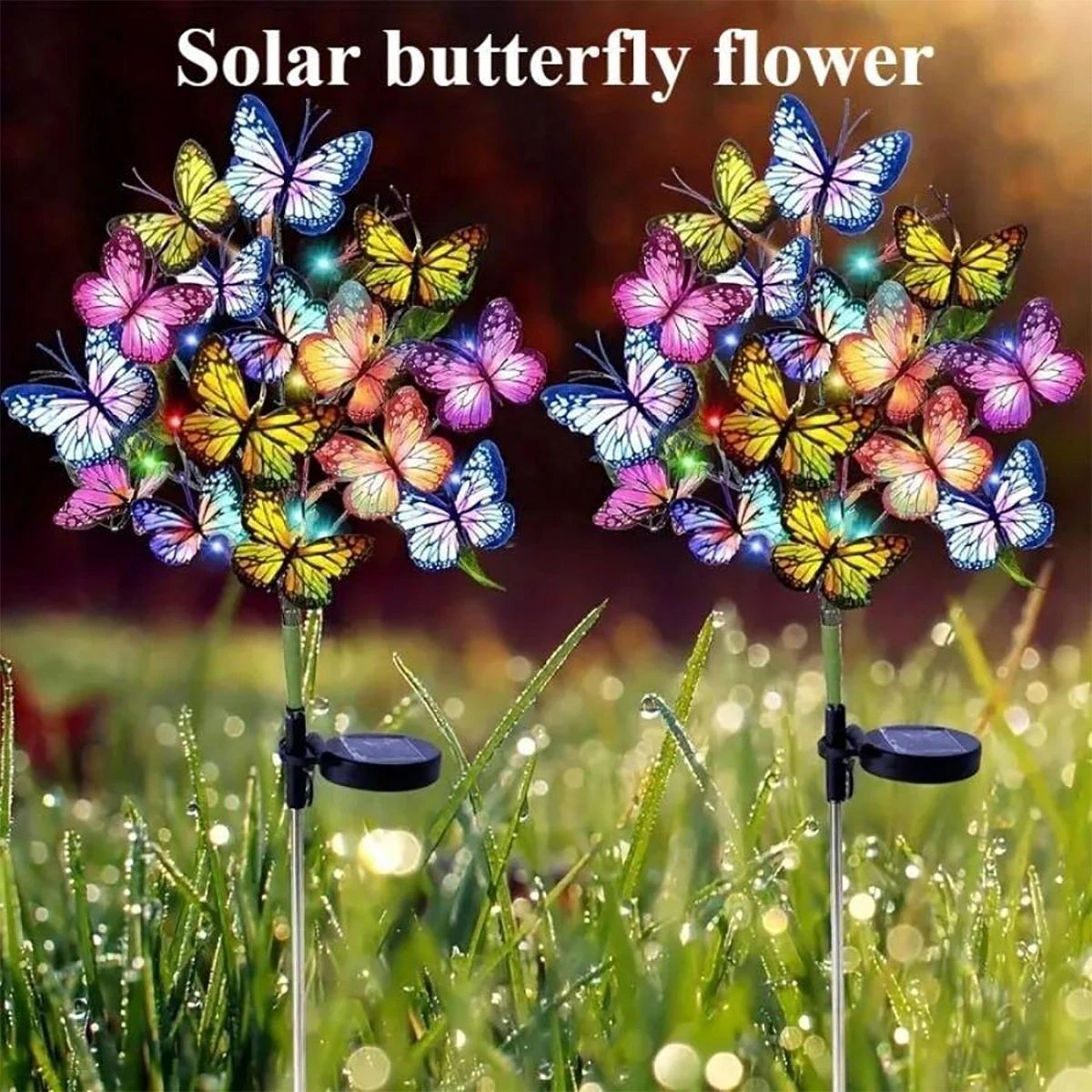 solar butterfly flower garden ground light