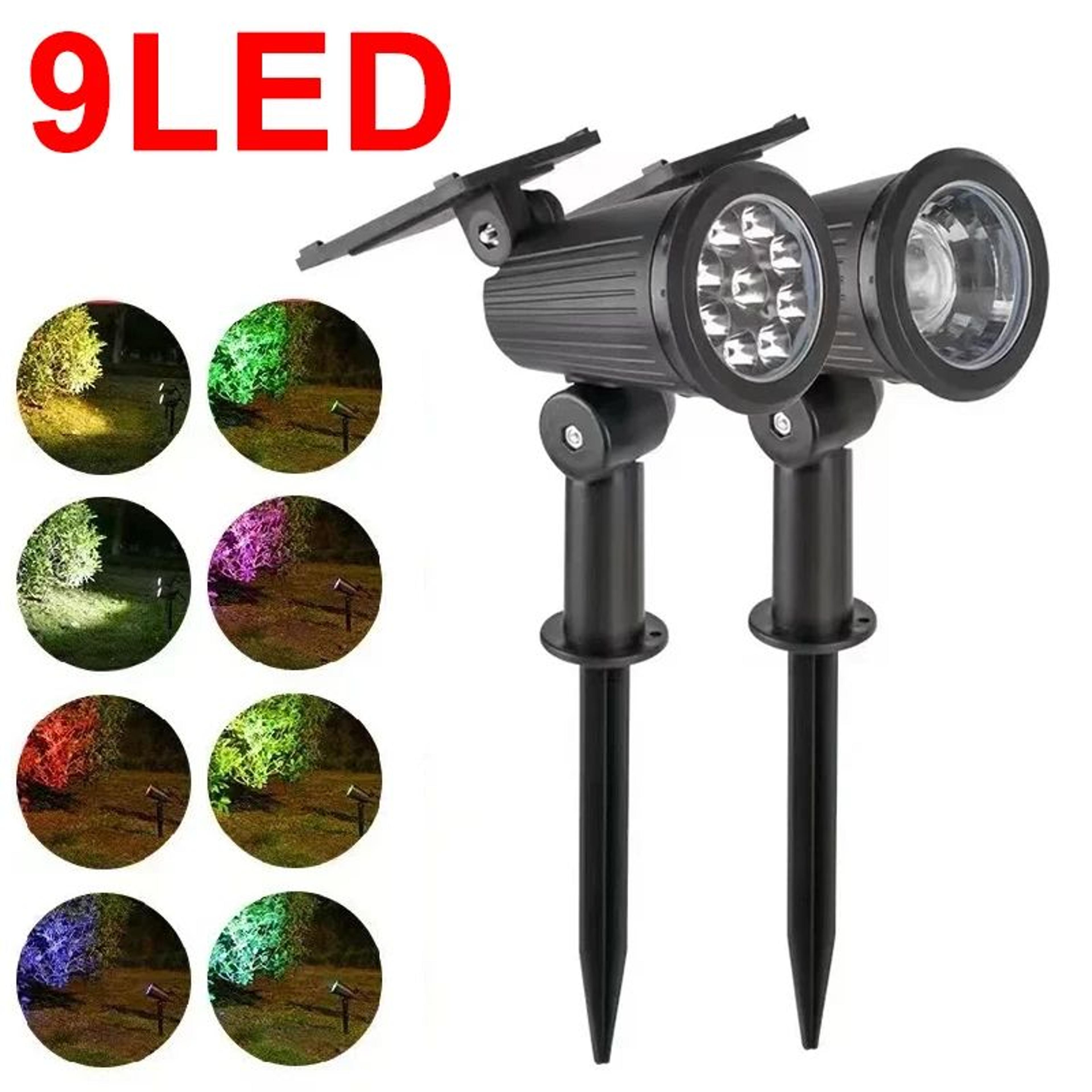 adjustable 9 led solar garden spotlight
