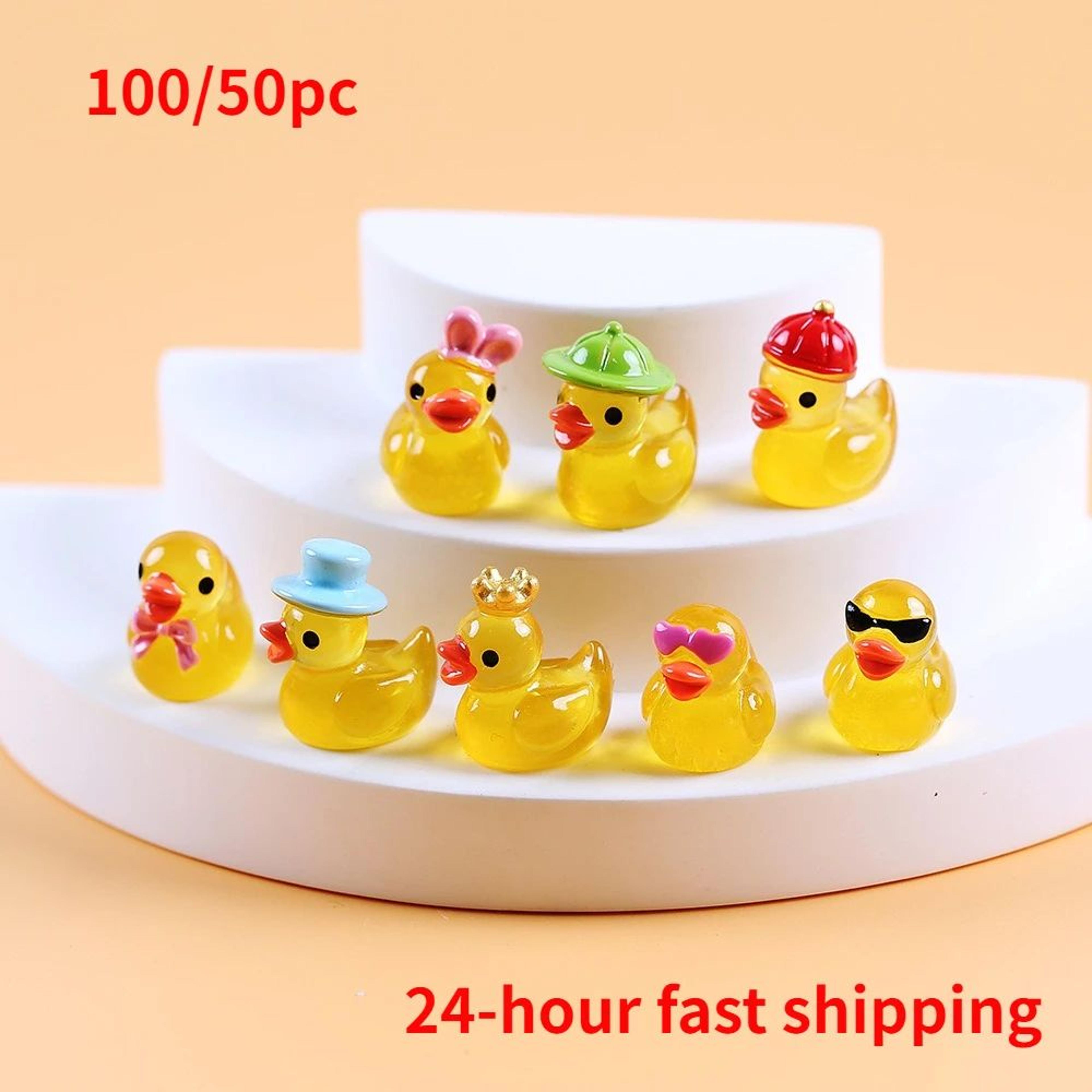 mini luminous yellow duck figurines