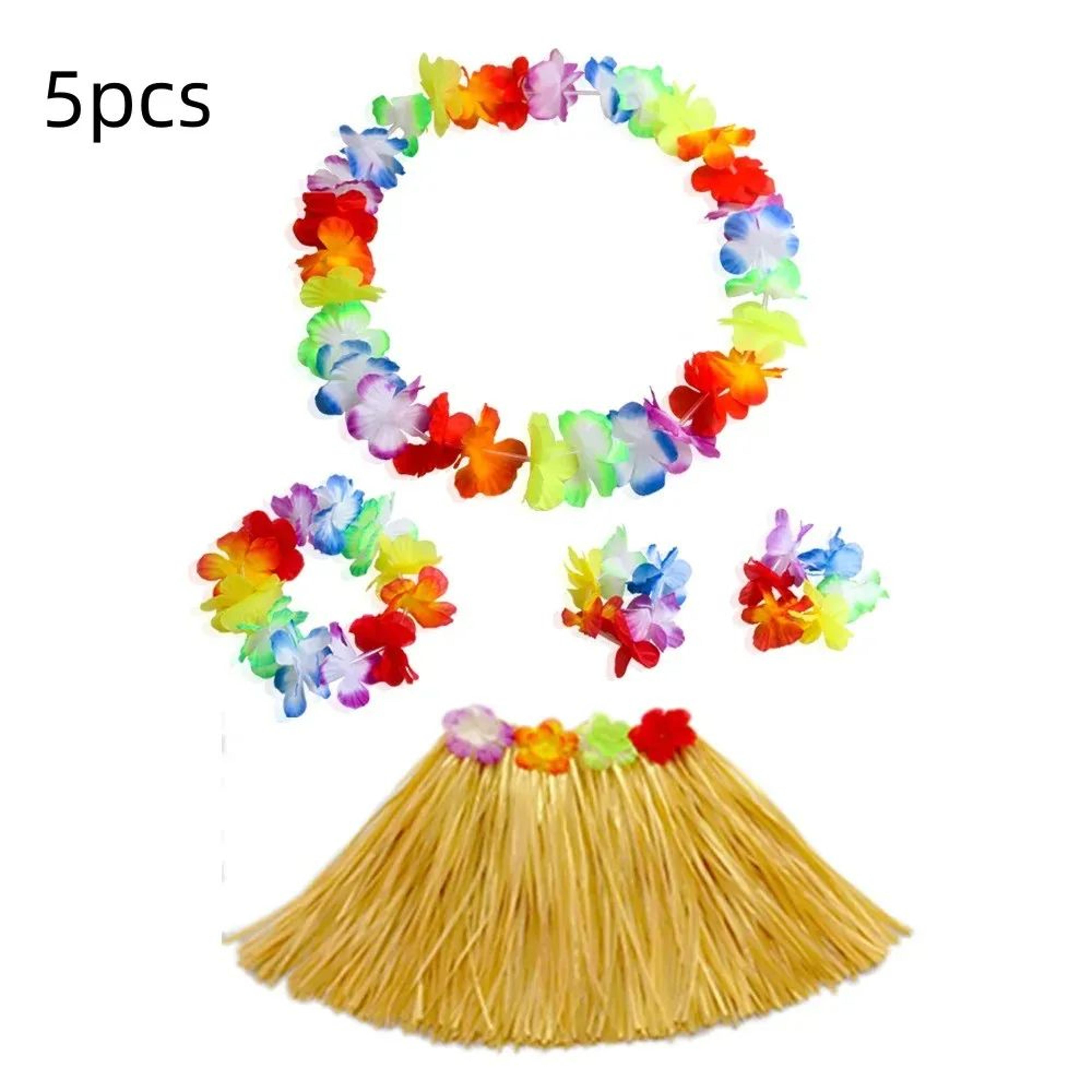 kids hawaiian luau grass skirt costume set