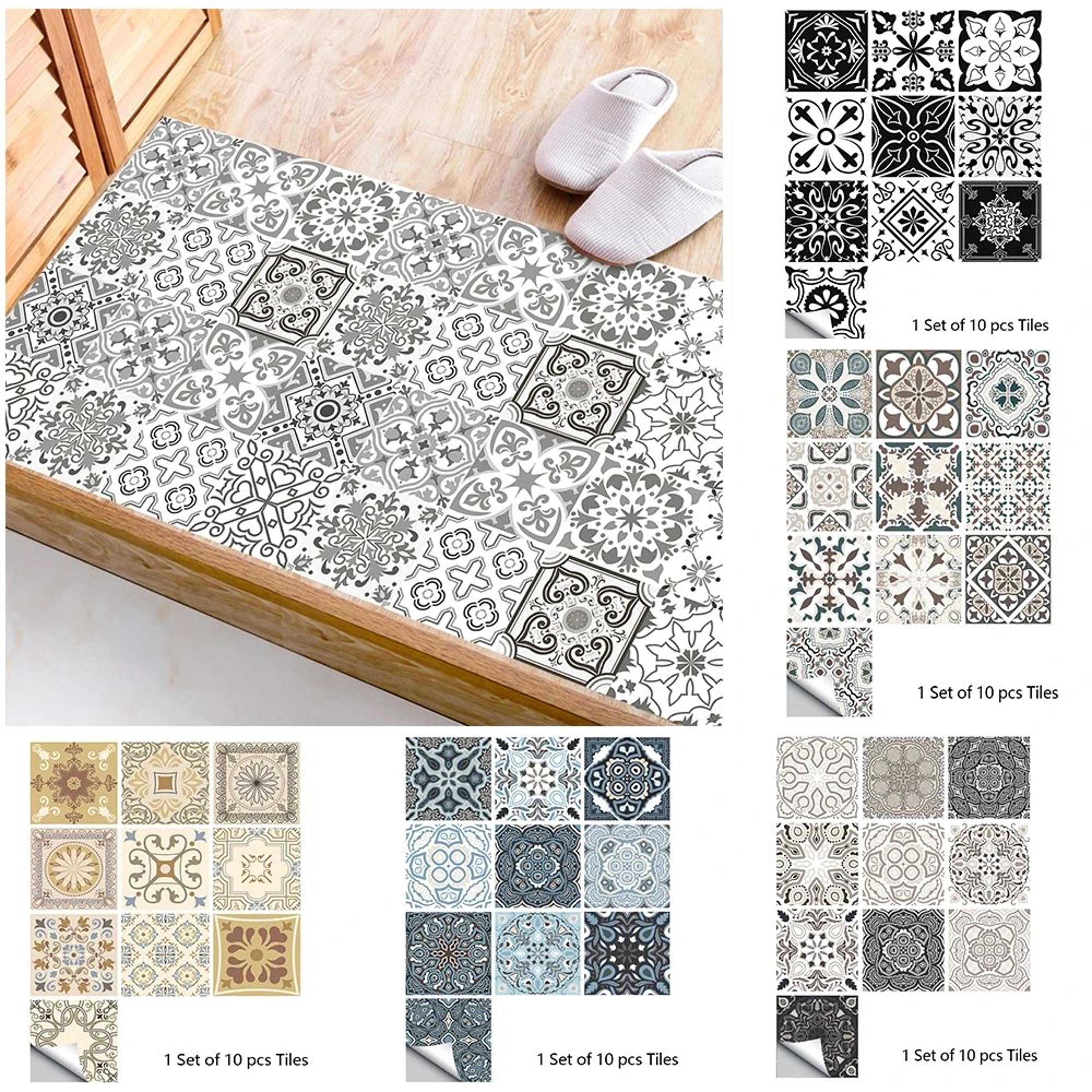 retro pattern matte tile stickers 10 piece set