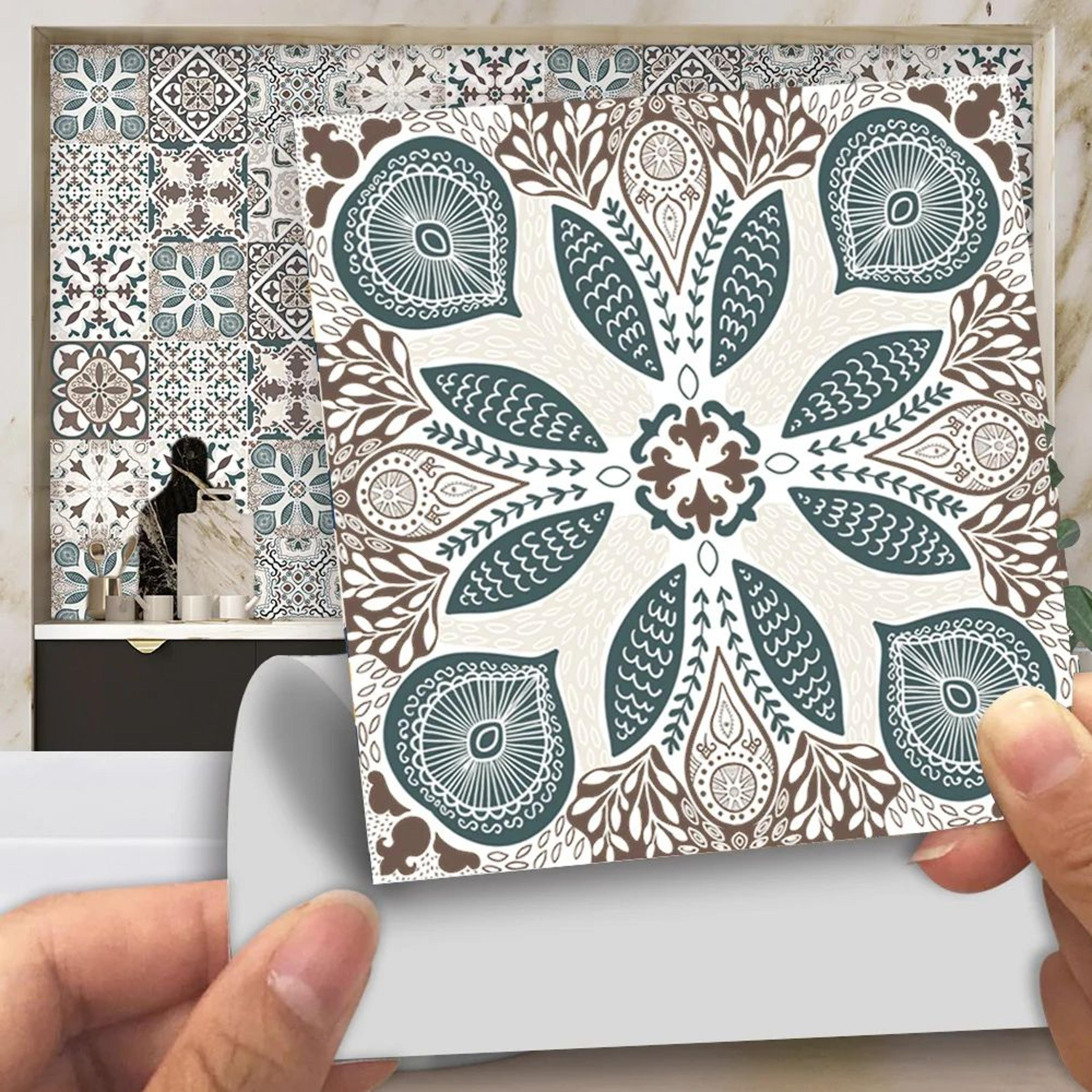 blue and gray matte tile stickers 10 piece set