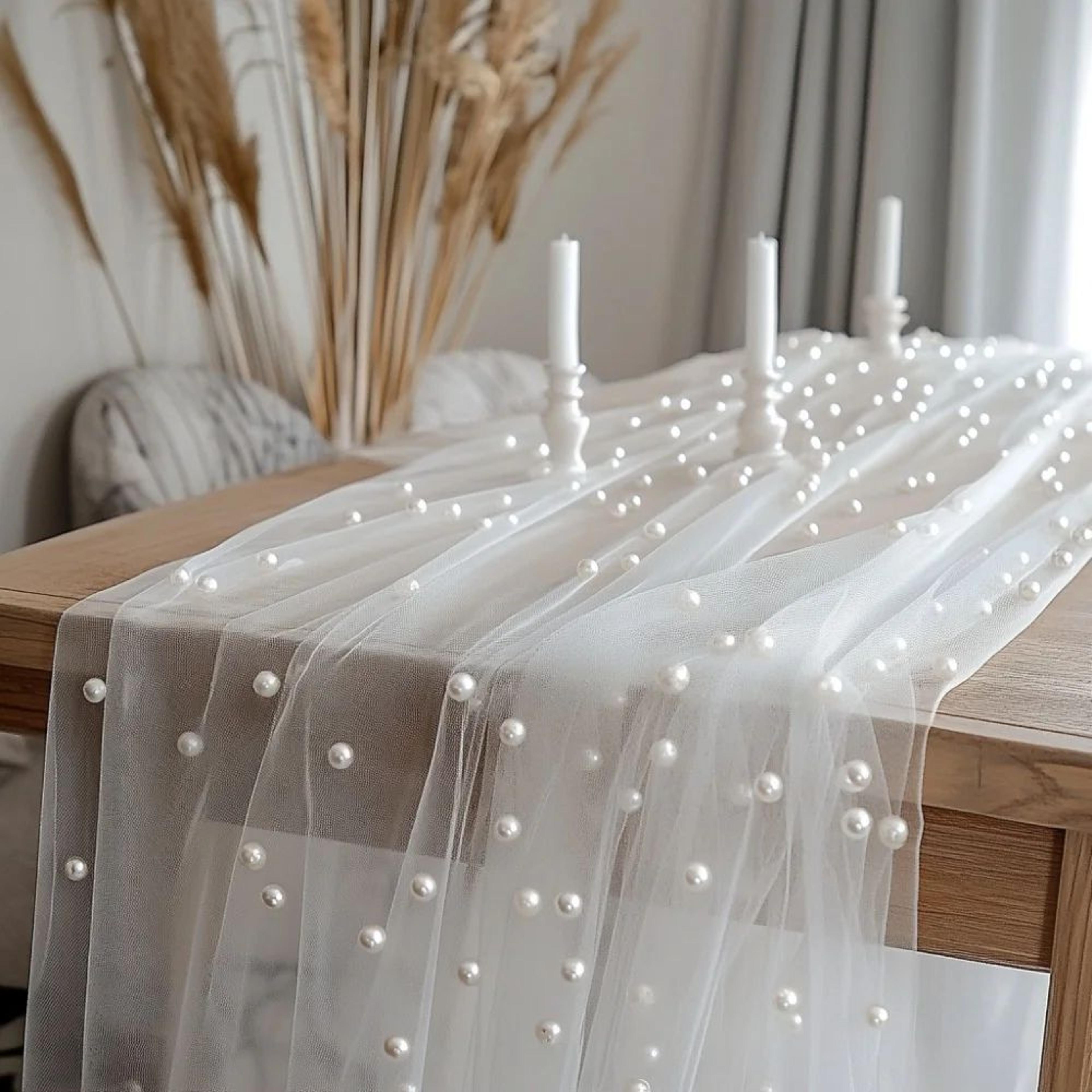 pearl chiffon gauze table runner