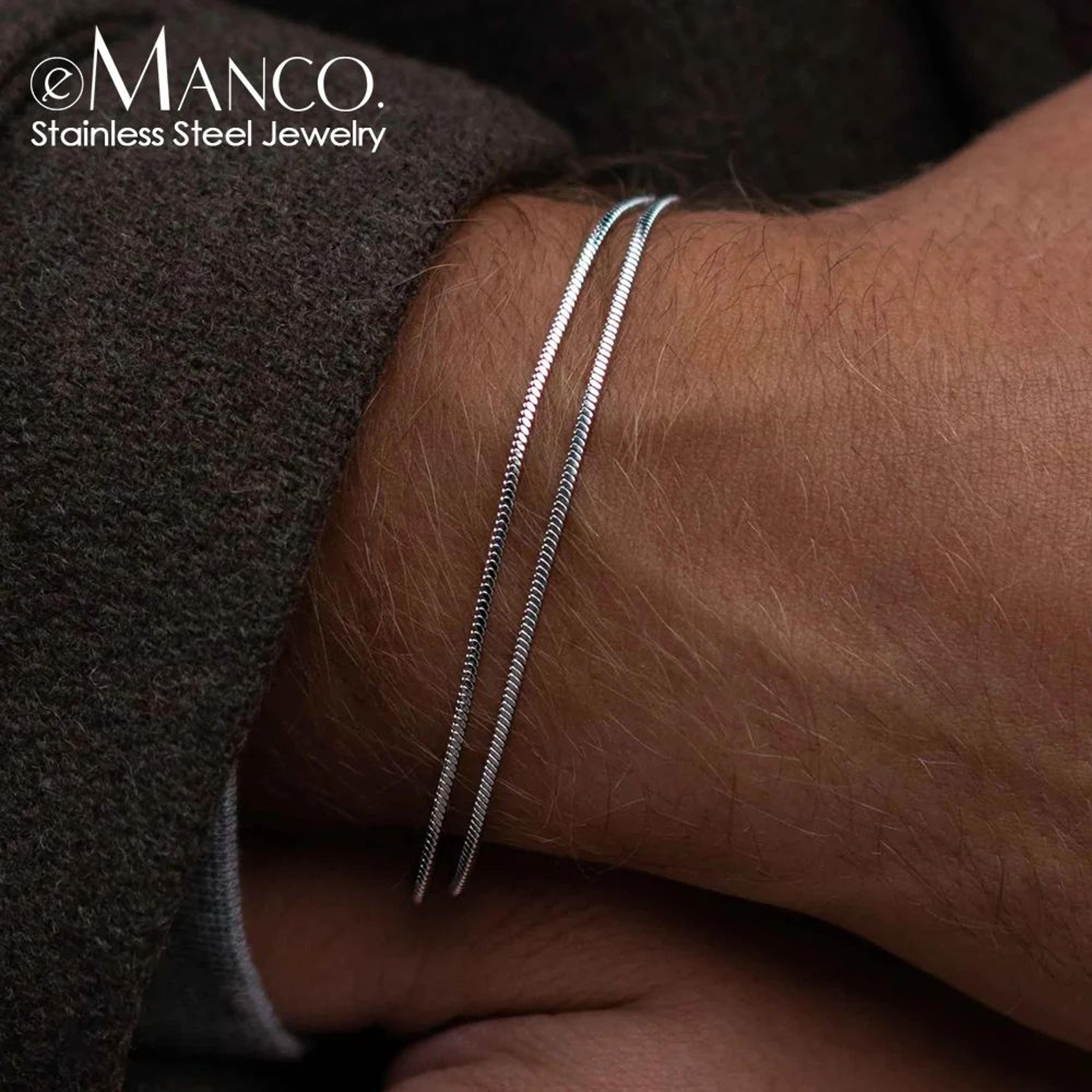 emanco 1.5mm titanium steel square chain bracelet
