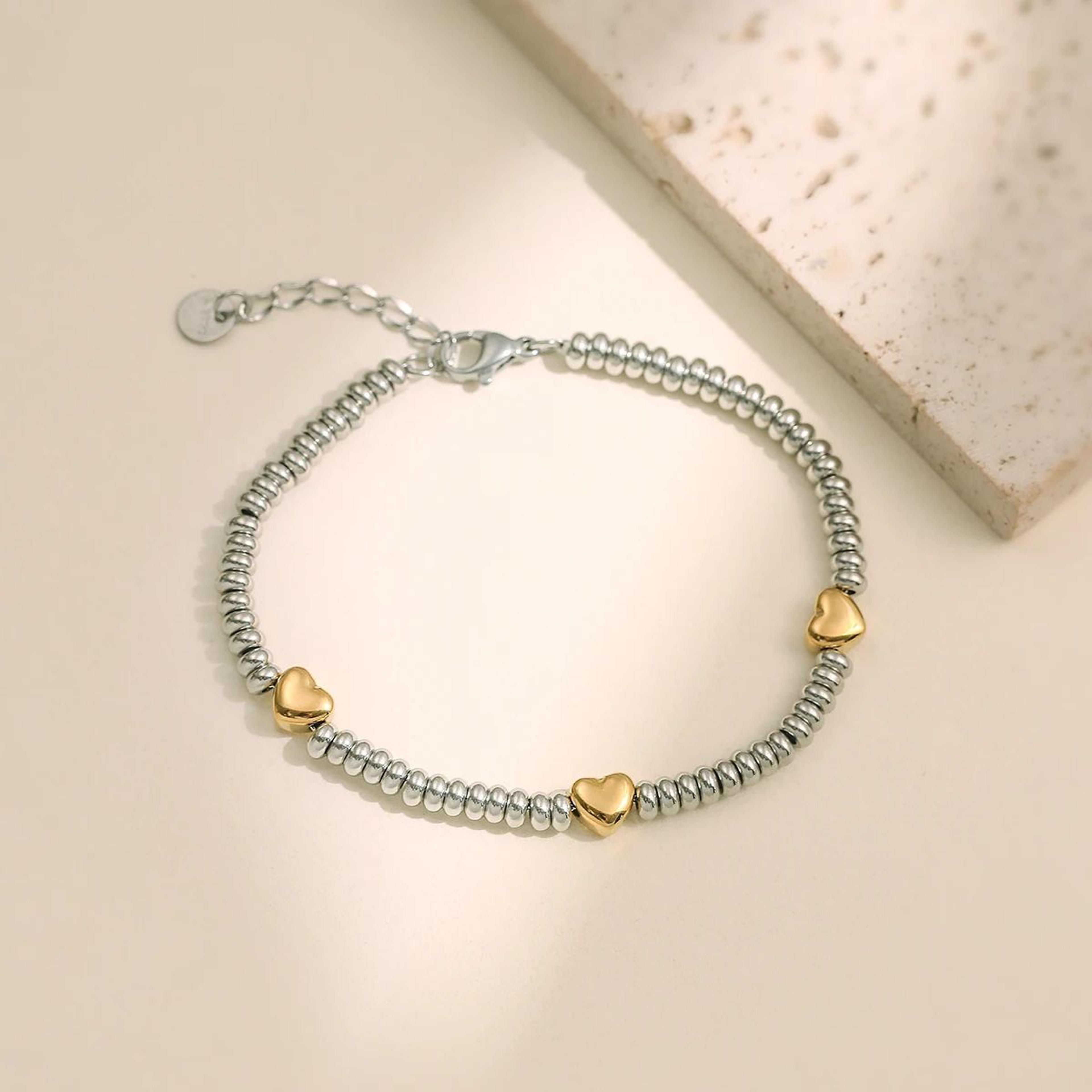 newbuy heart star beaded charm bracelet
