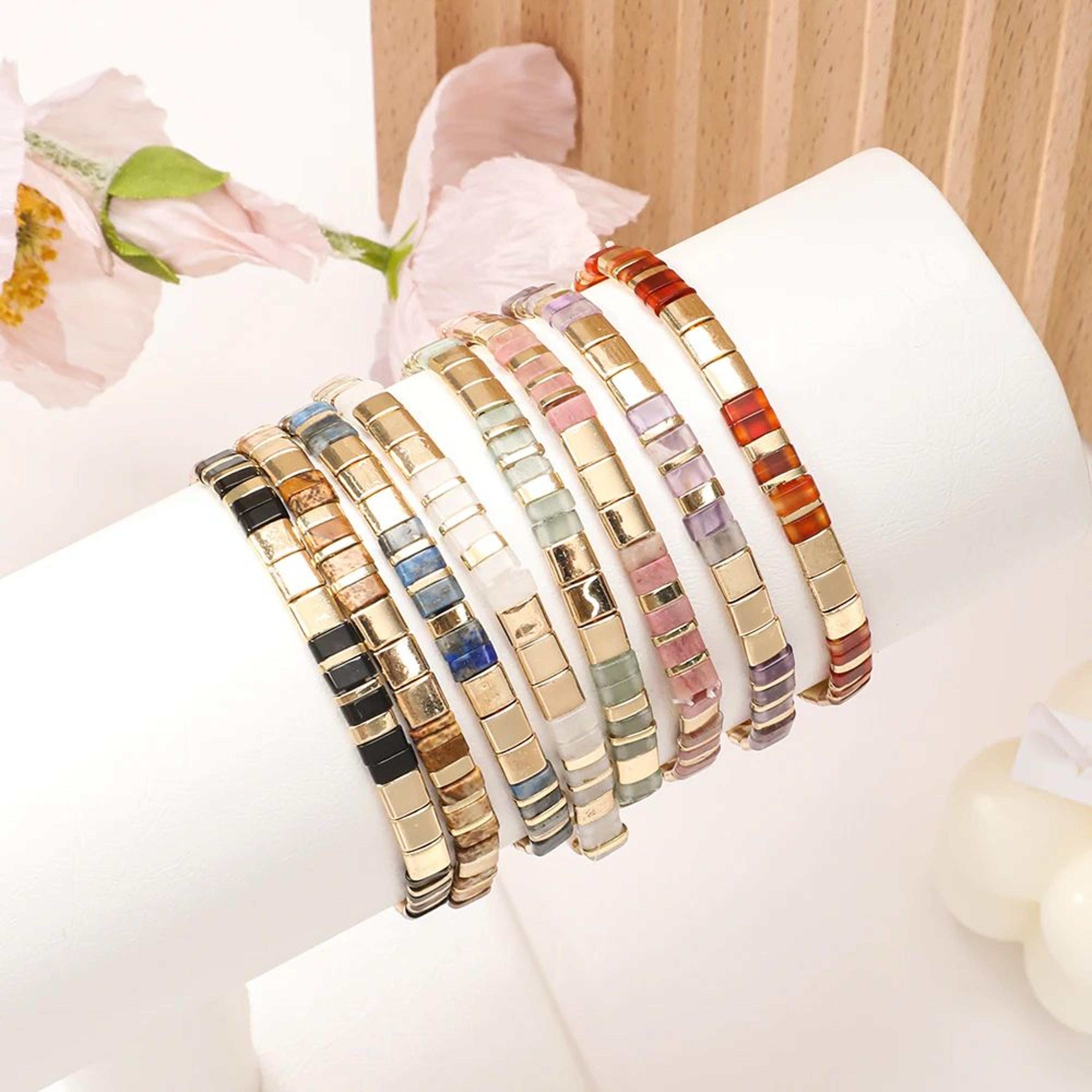 zmzy colorful tila beaded elastic bracelet