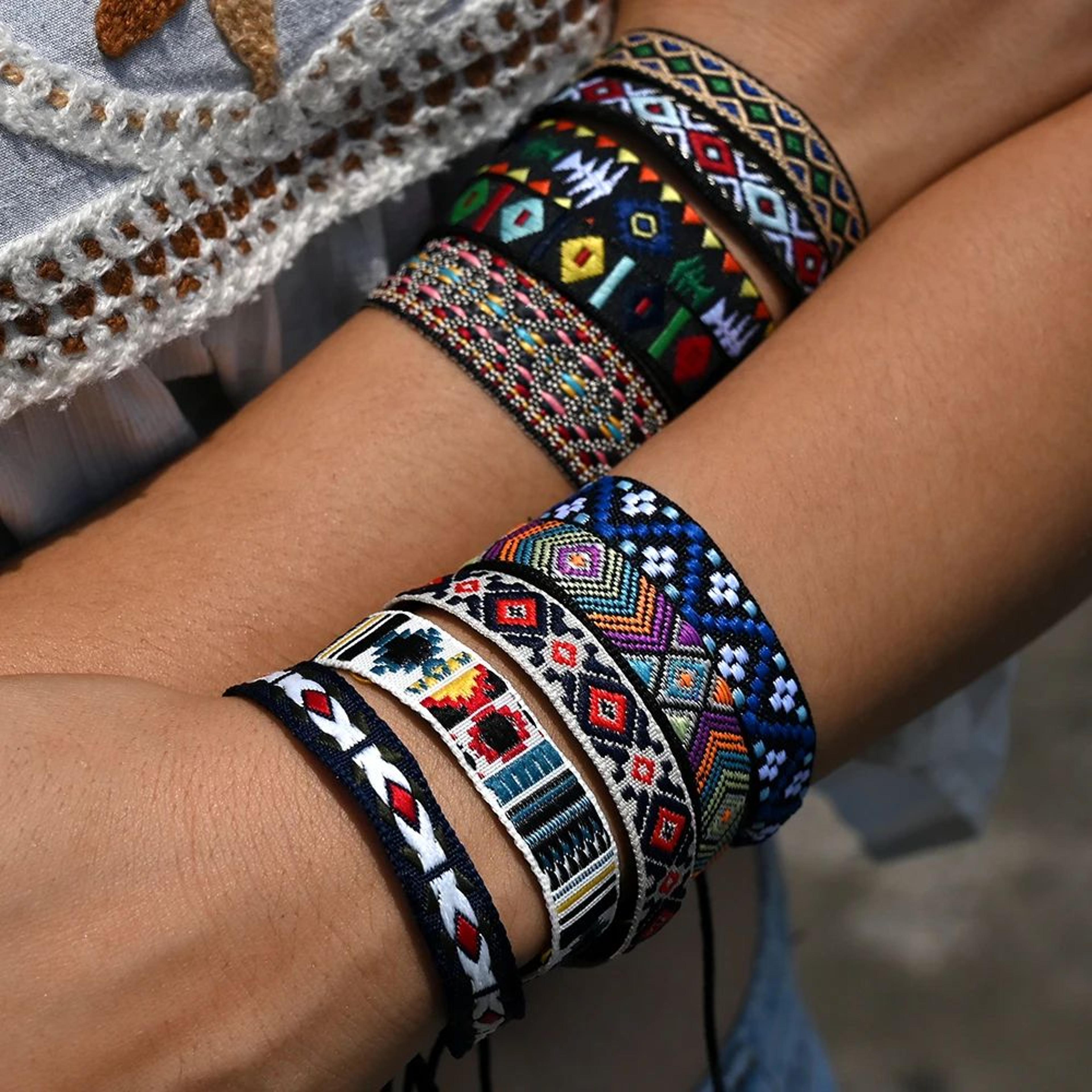 nepal boho handmade rope charm bracelet set