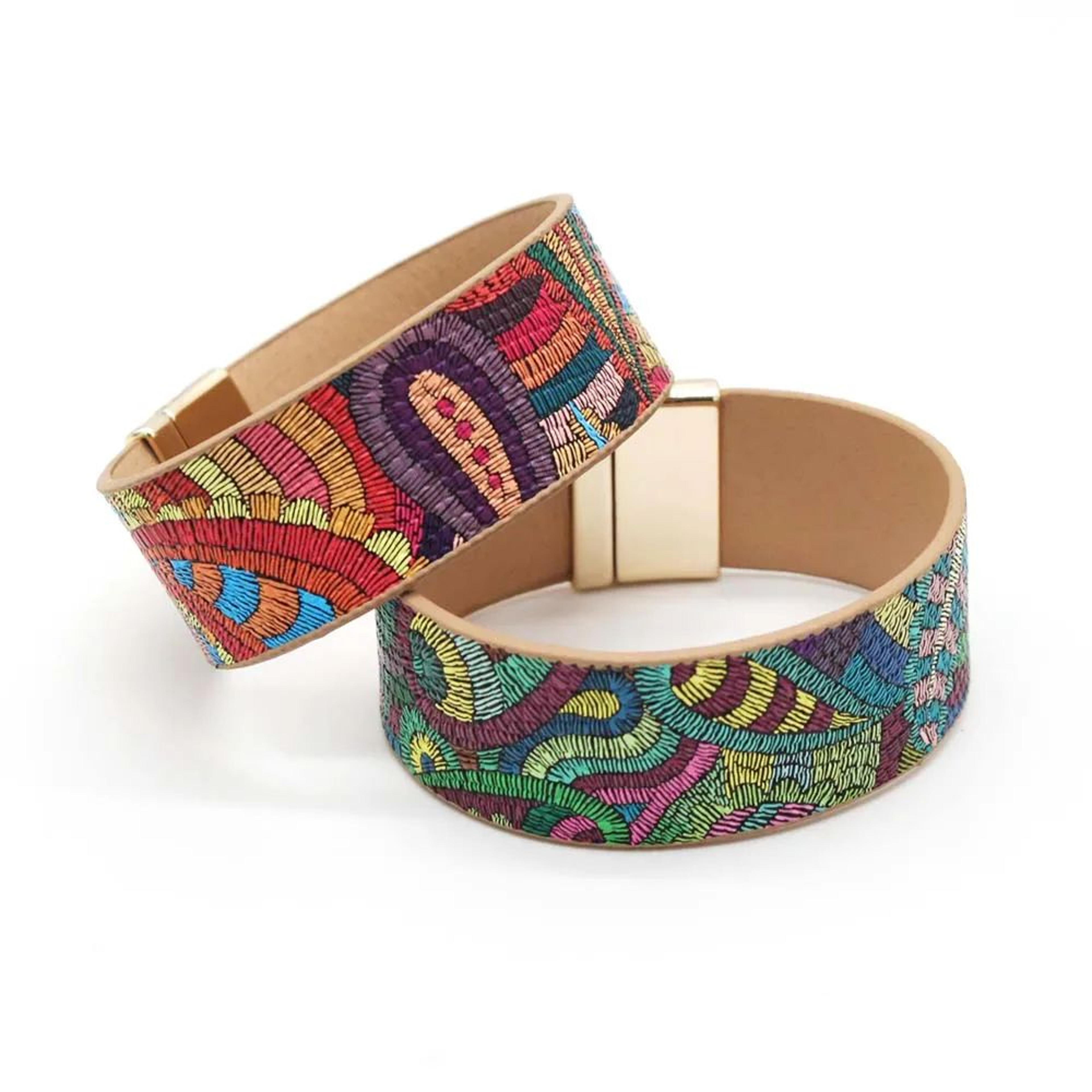 ethnic leather wrap heartbeat bracelet