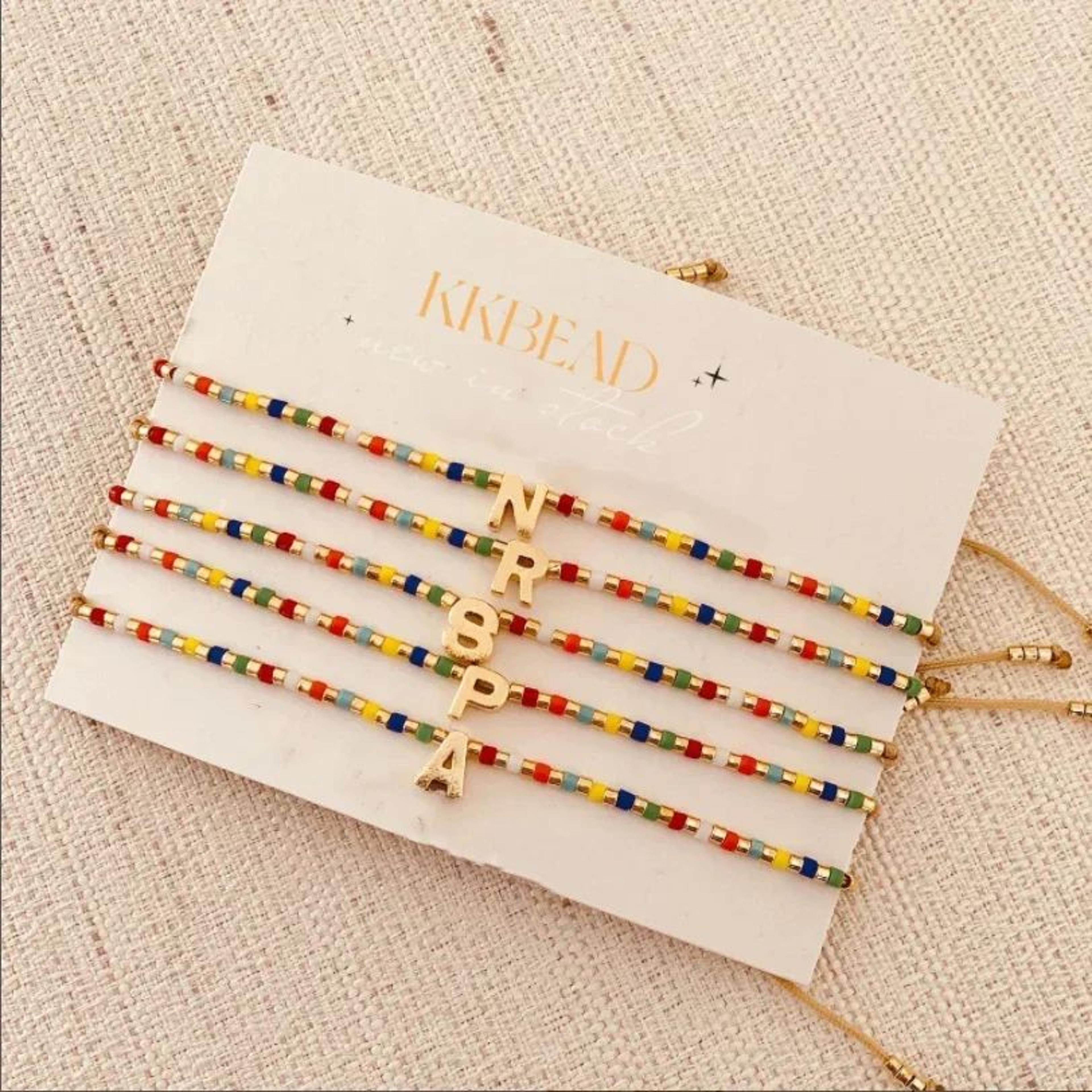 personalized initial rainbow beaded bracelet