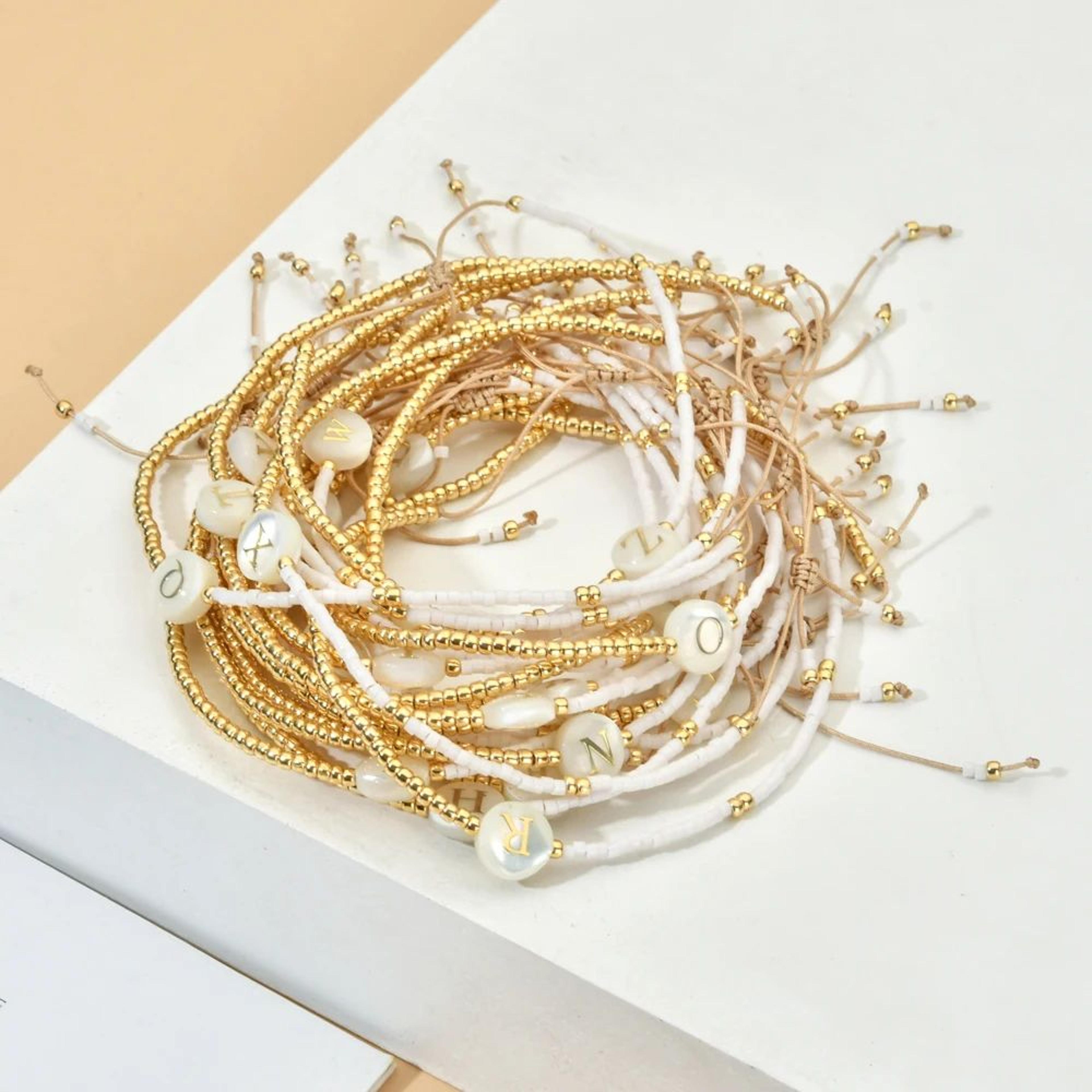 miyuki initial shell charm bracelet