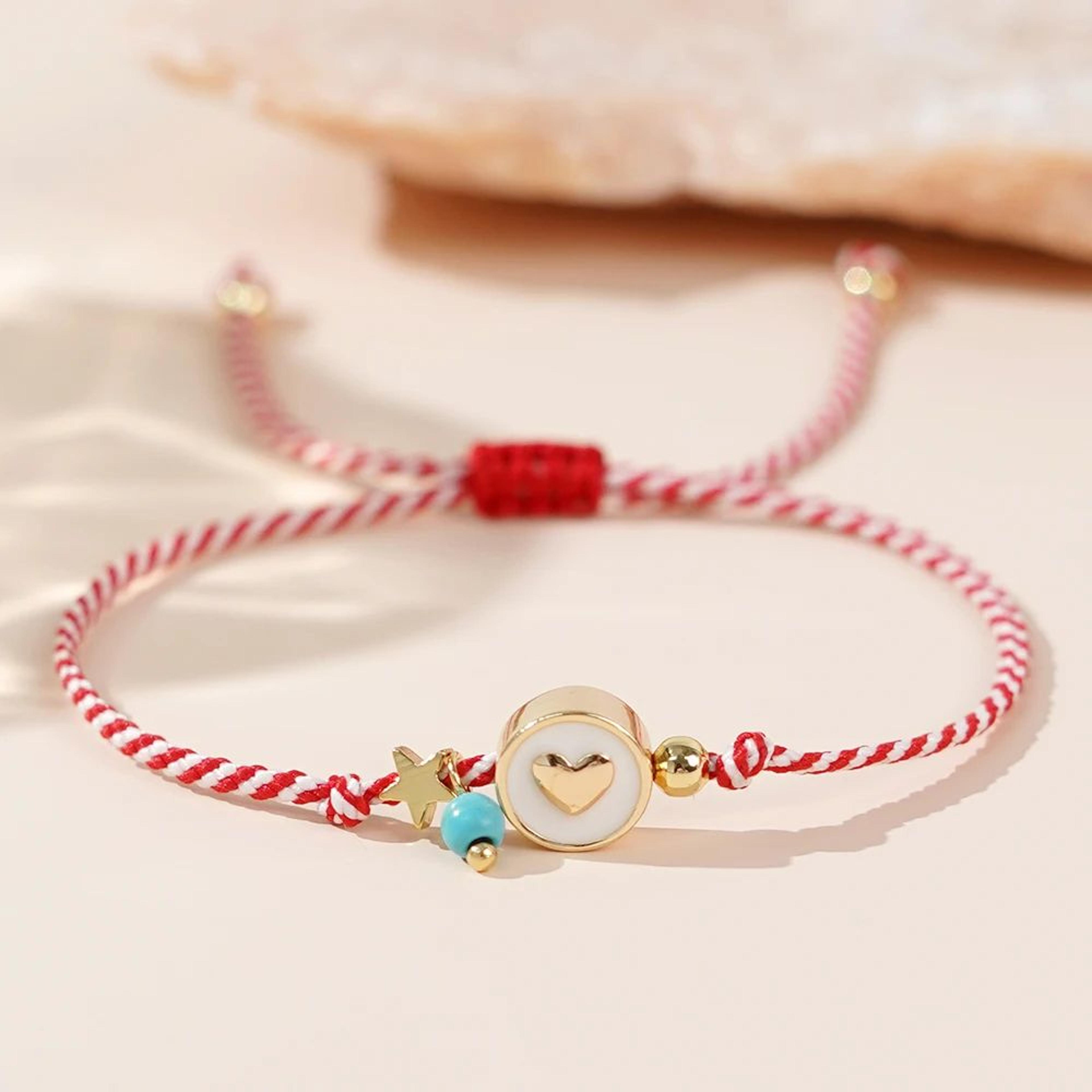 martis heart star turquoise beaded bracelet