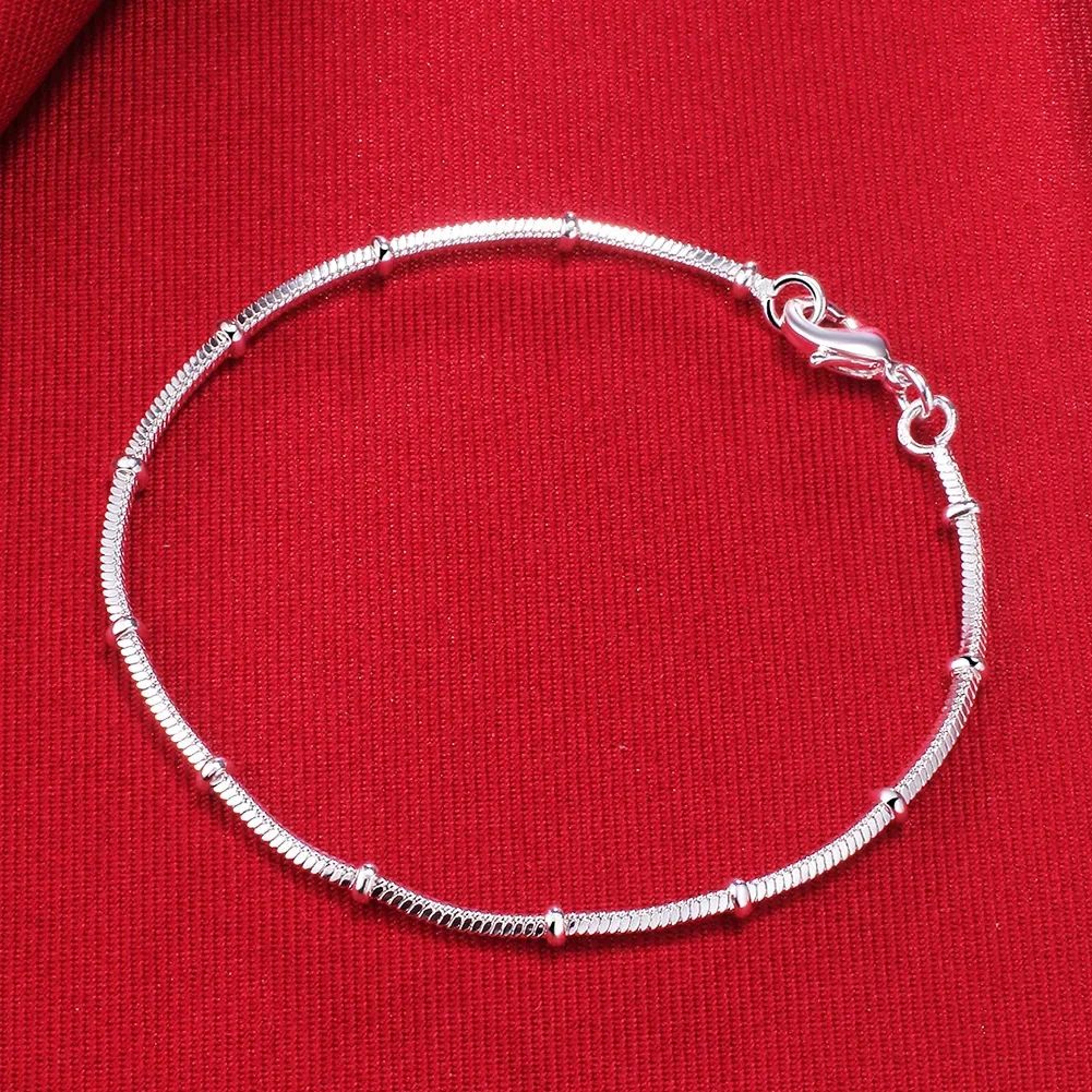 sterling silver snake chain beaded bracelet