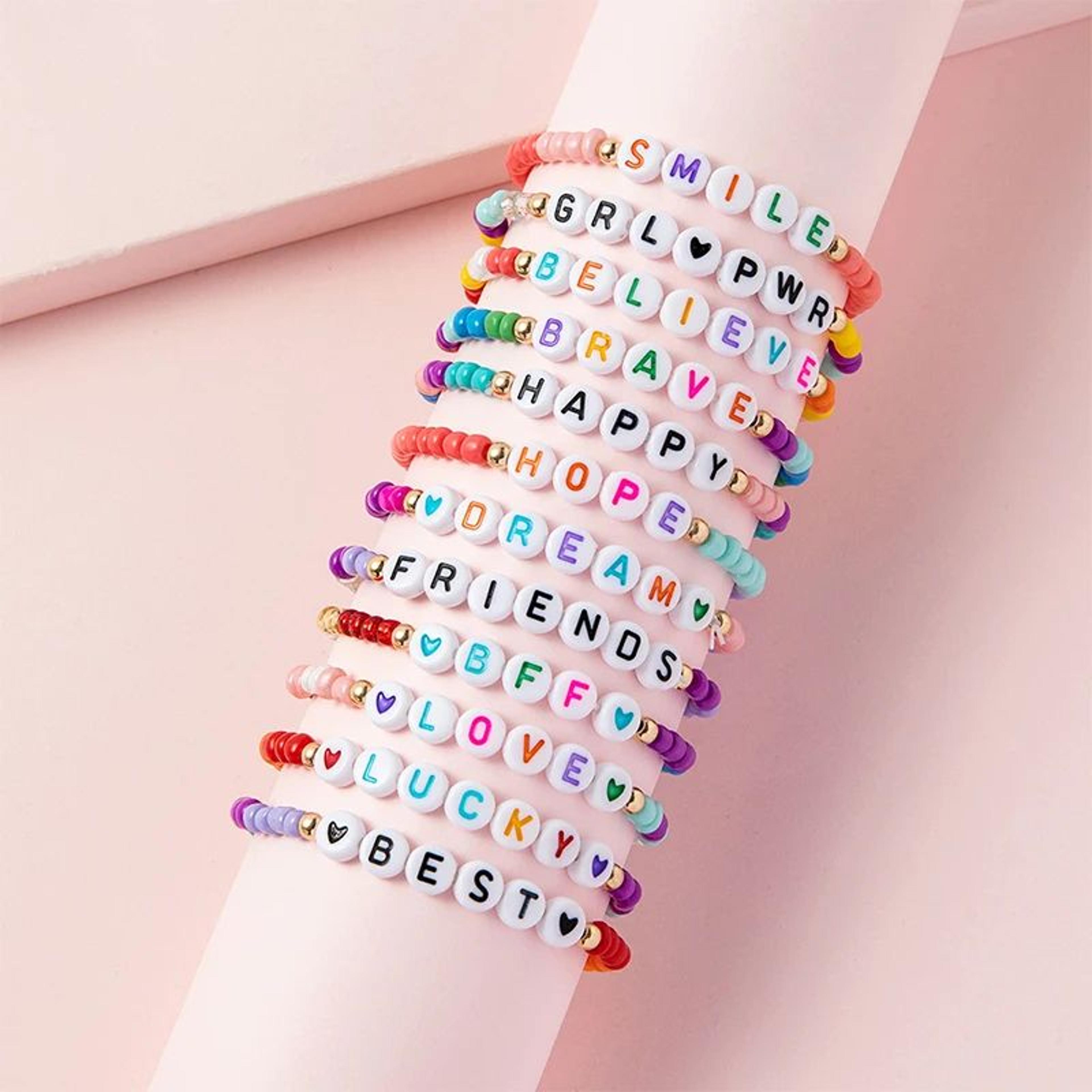 positive words colorful beaded bracelet set