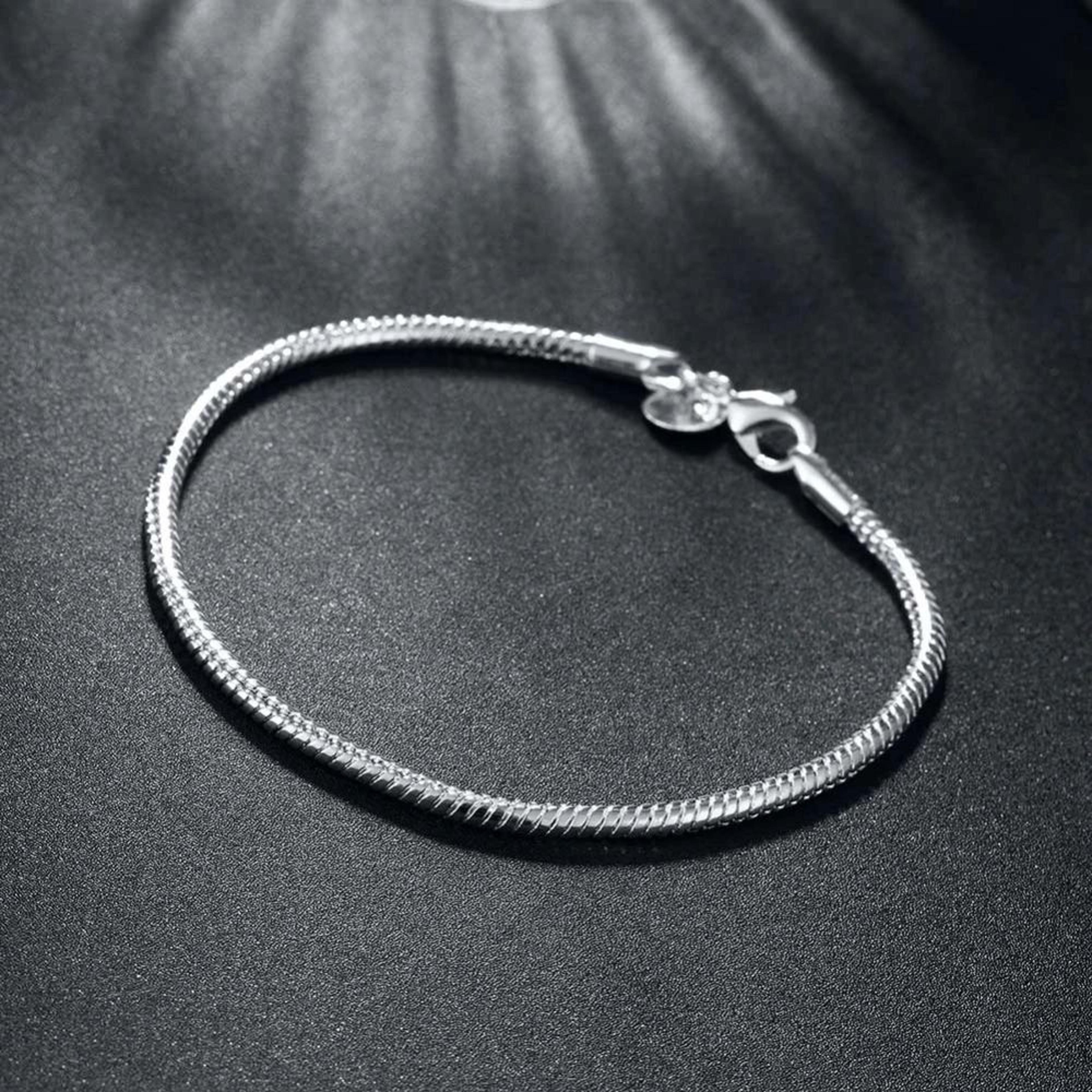 sterling silver snake chain charm bracelet