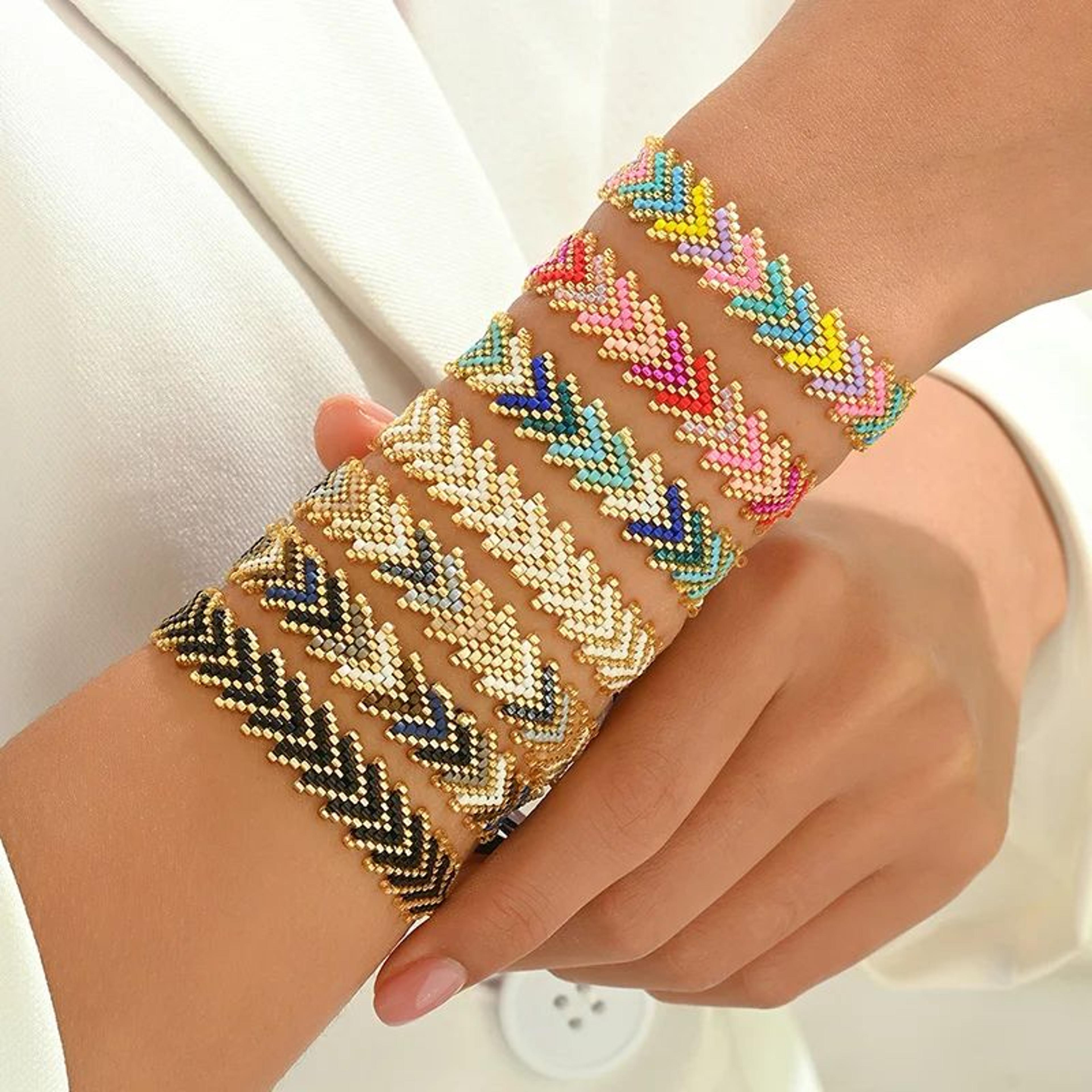 colorful miyuki beaded chain bracelet