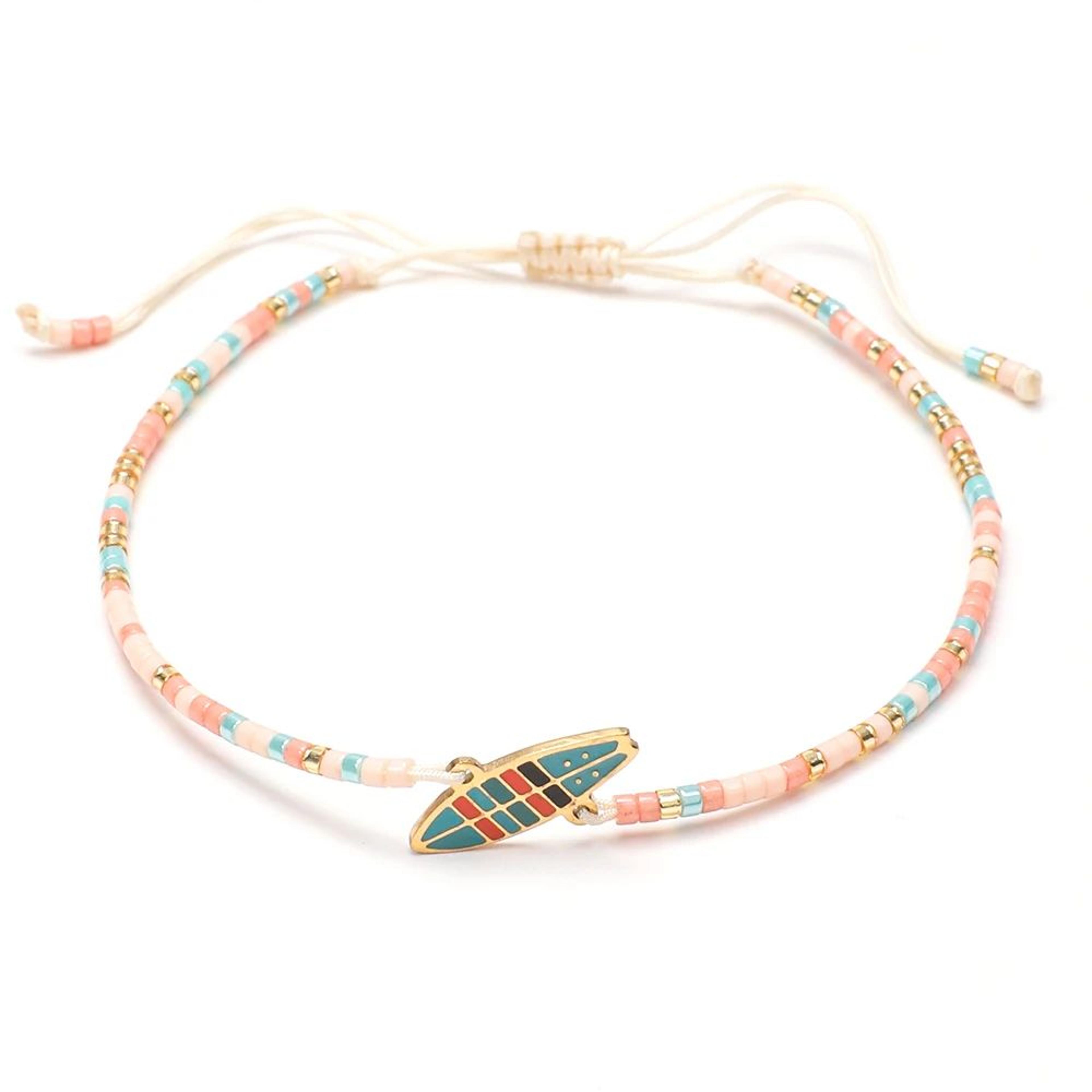 miyuki surfboard charm beach bracelet