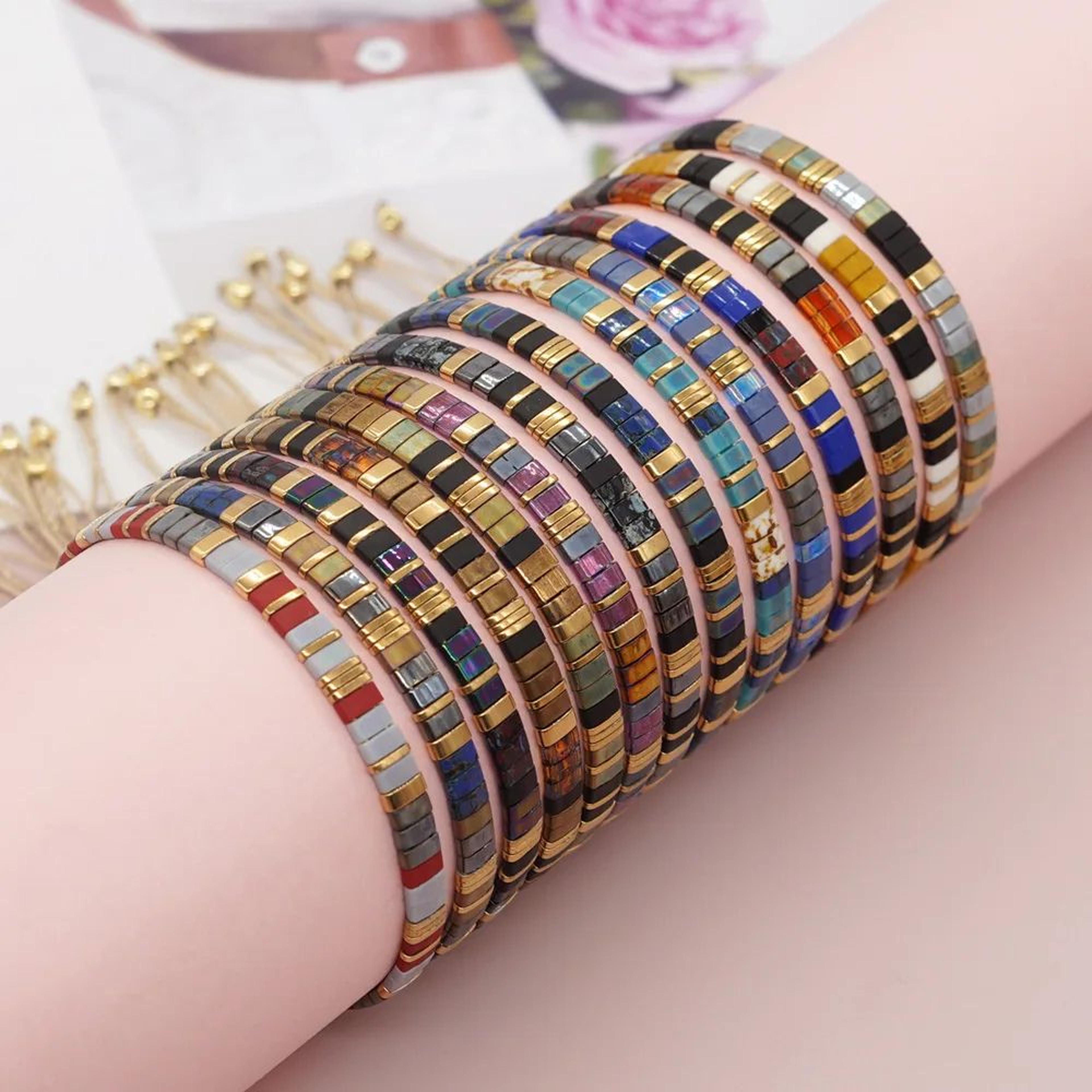 colorful tila beaded woven bracelet