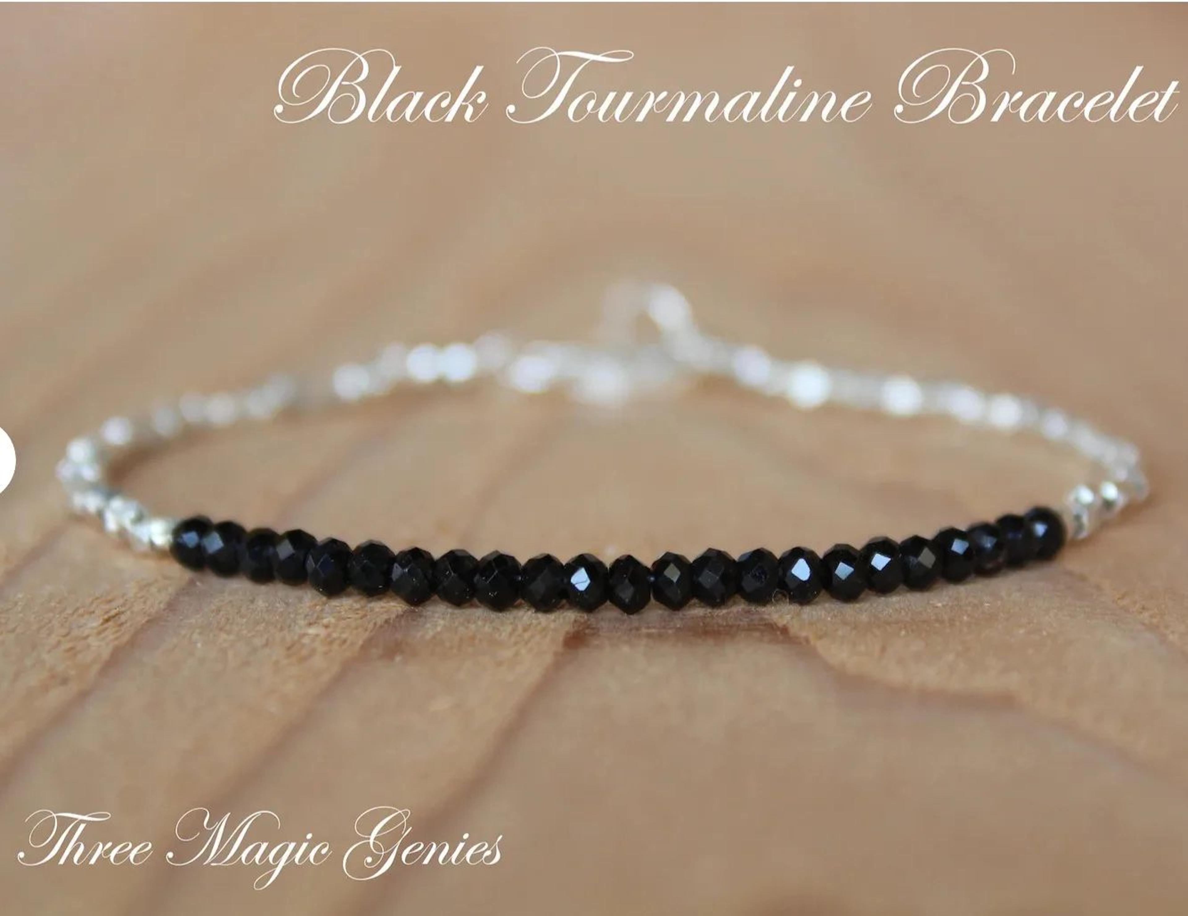 dainty black tourmaline gemstone bracelet