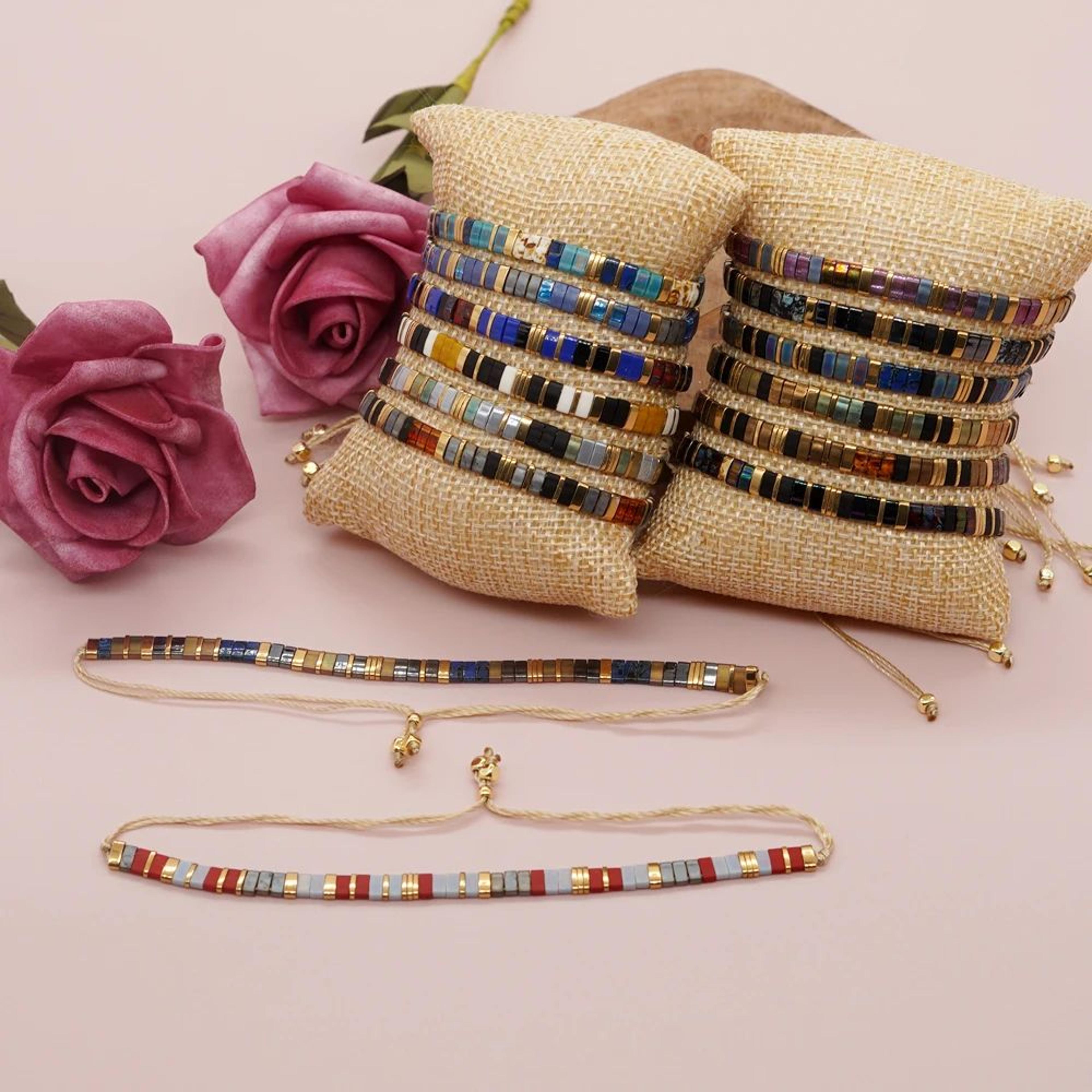 boho colorful tila beaded bracelet