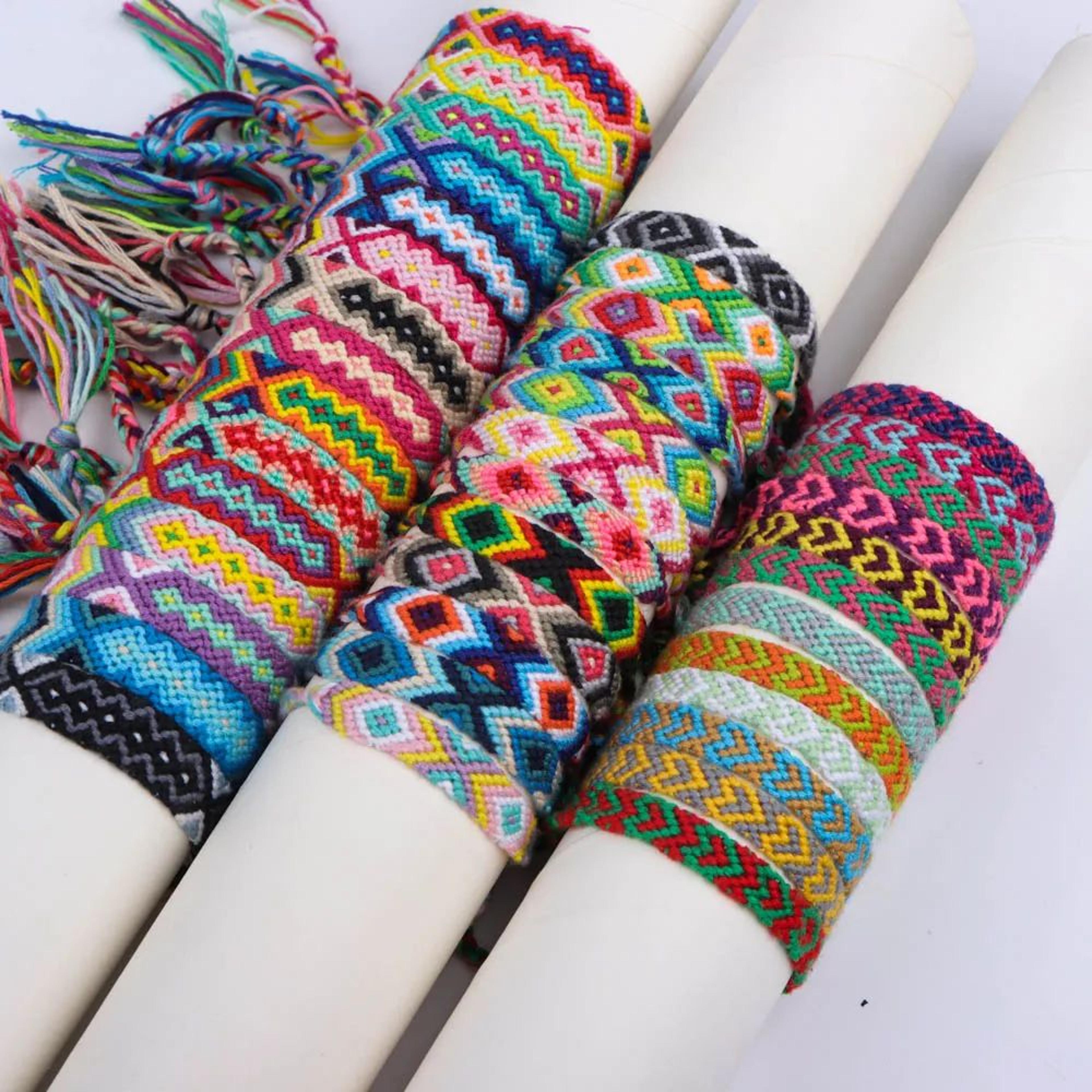 multicolor boho woven bracelet set