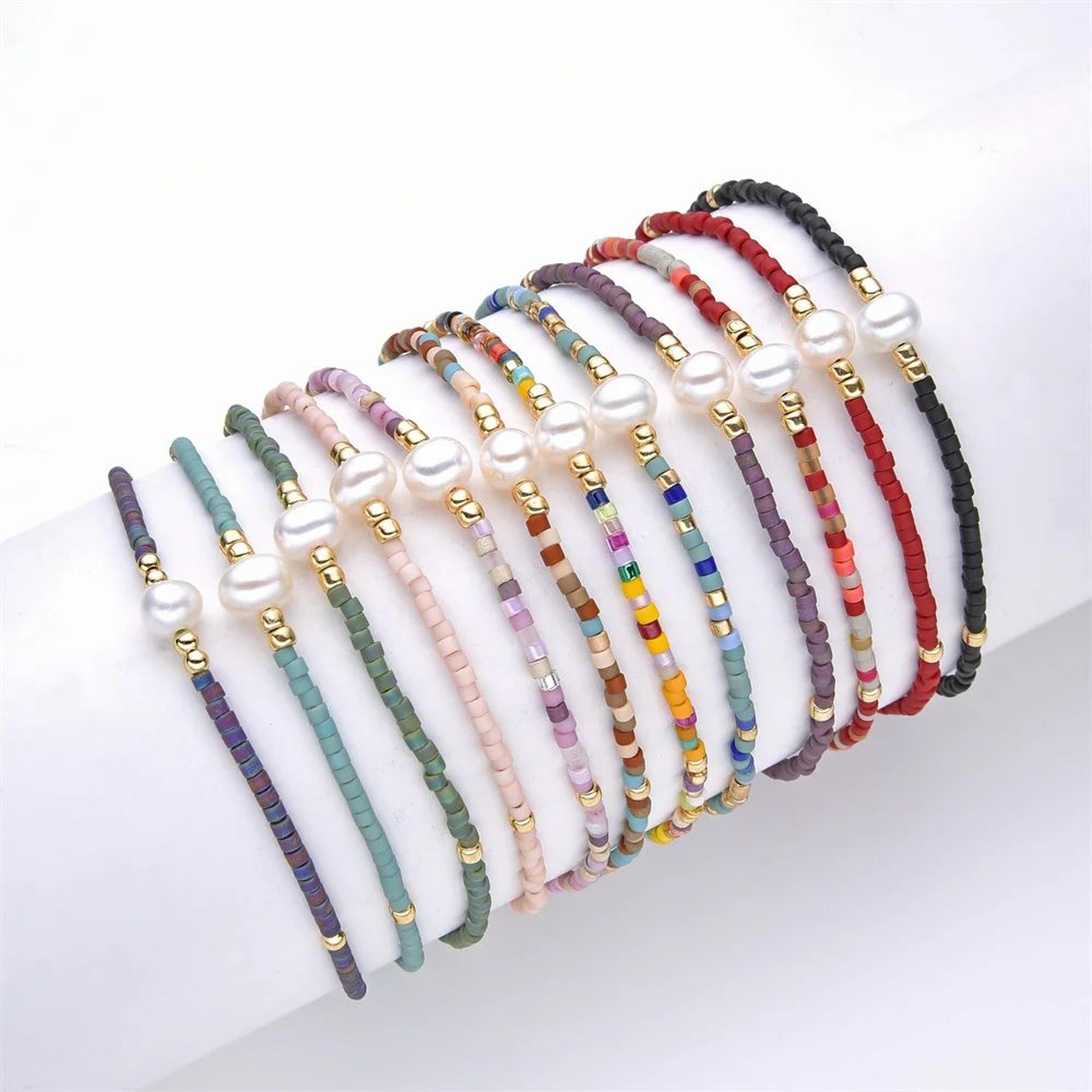 multicolor miyuki pearl beaded bracelet