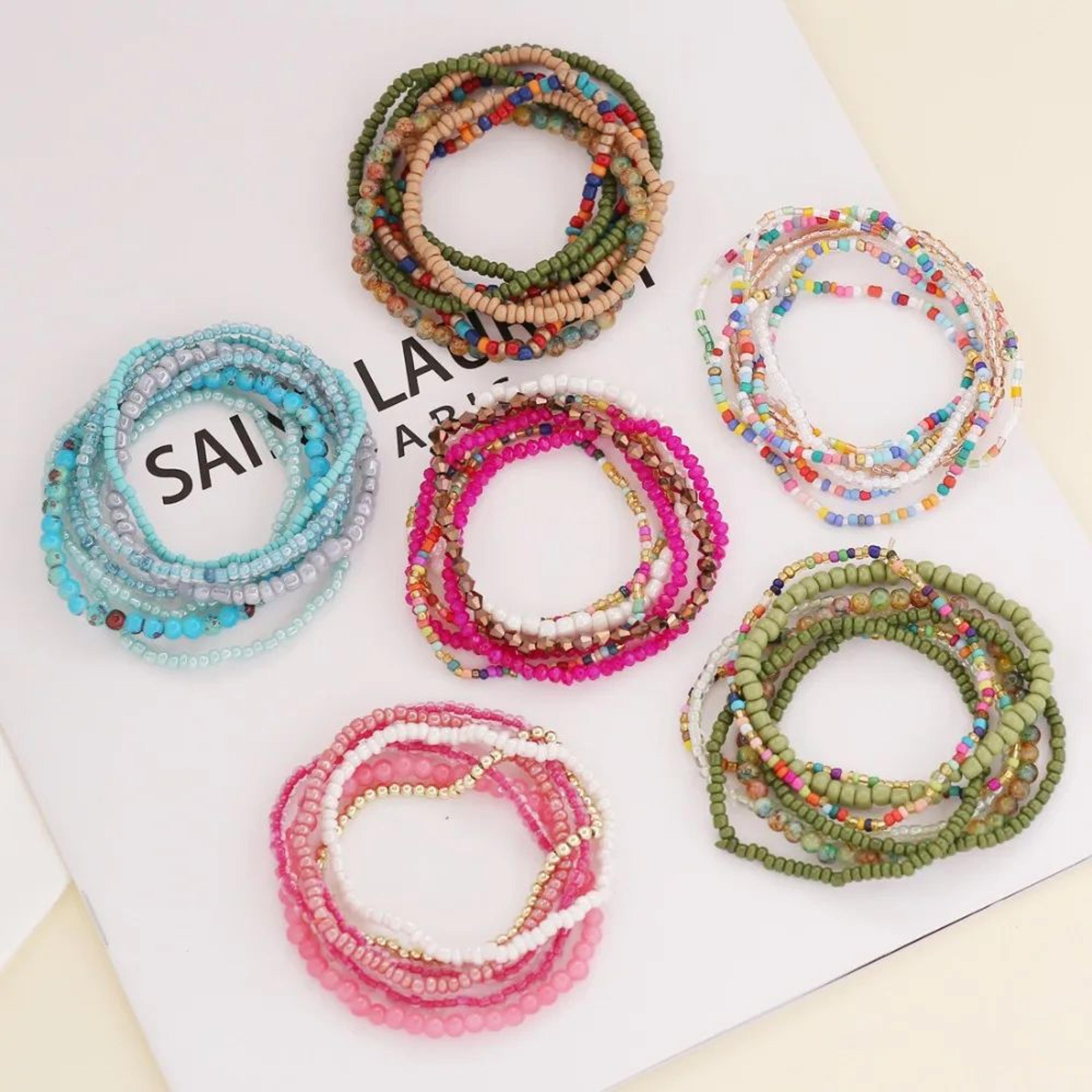 boho multicolor stone layered bracelet