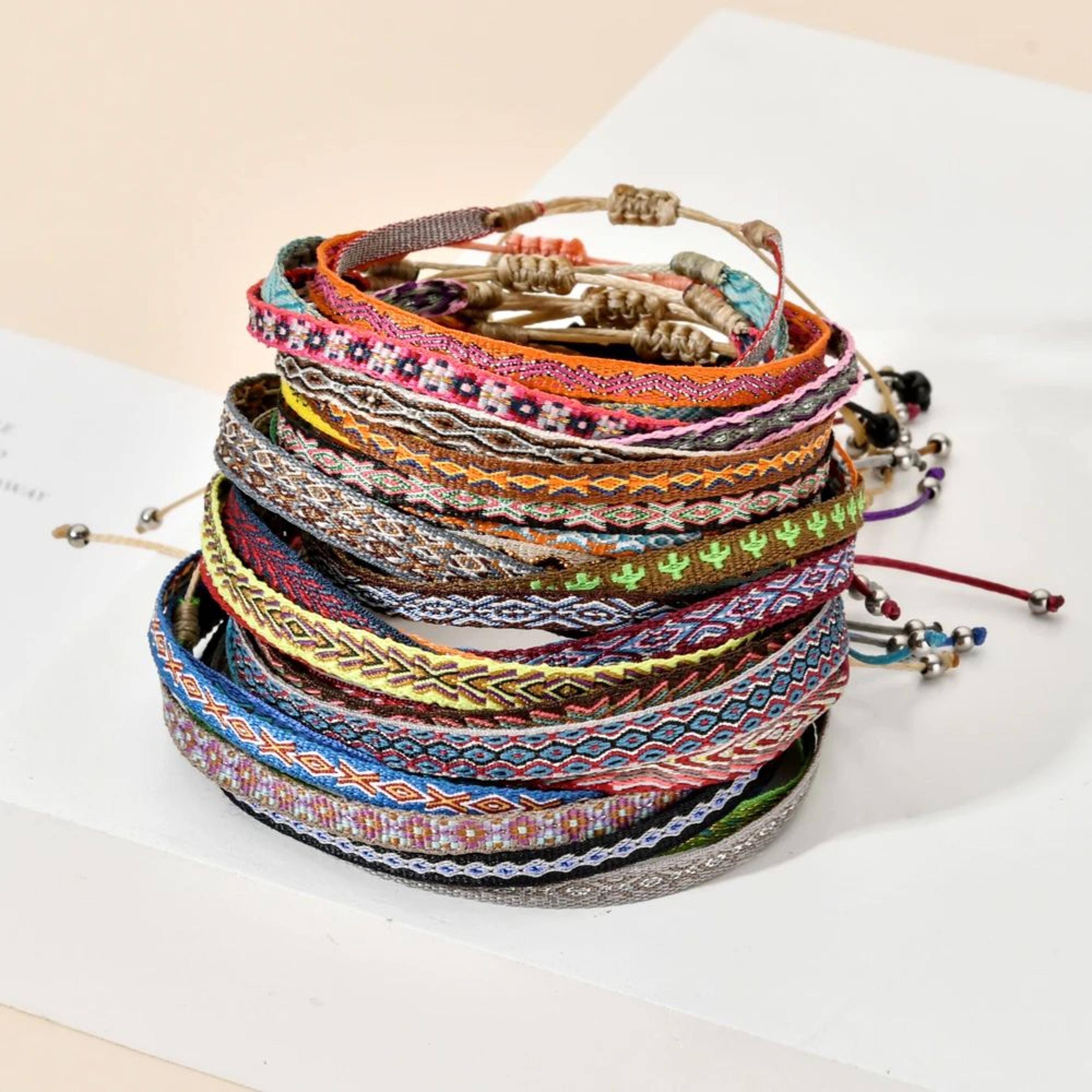colorful boho woven friendship bracelet