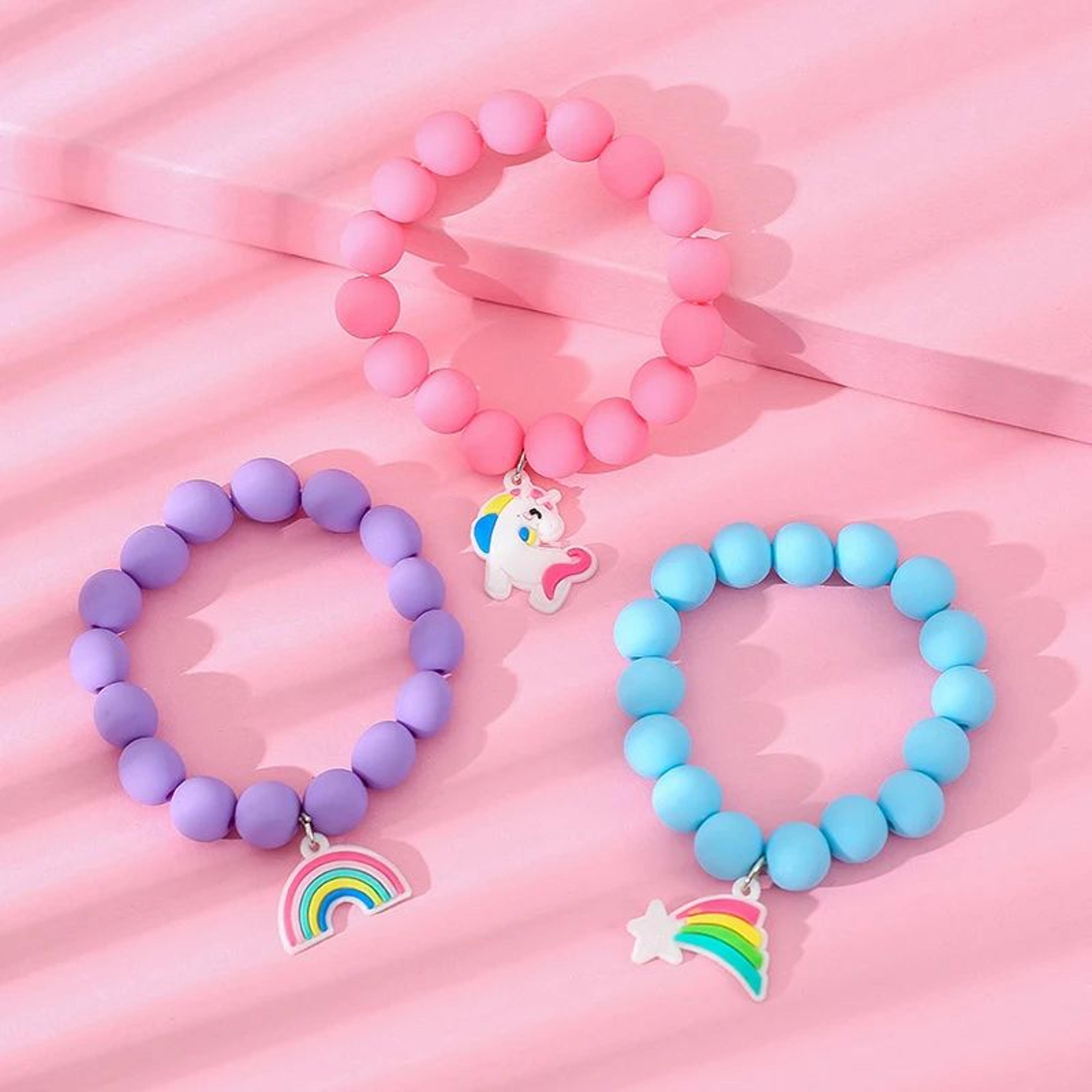 rainbow unicorn candy beaded bracelet set