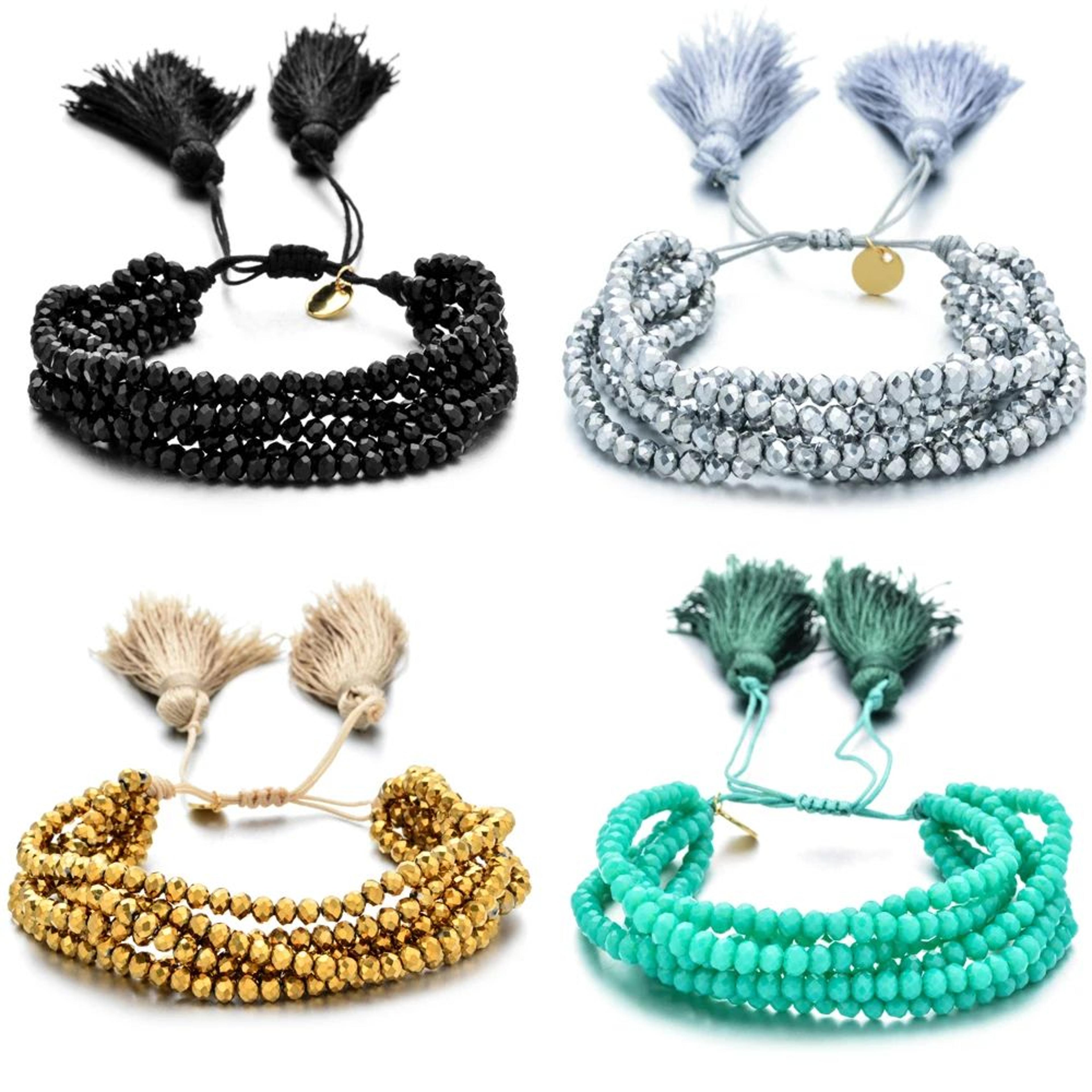 boho miyuki crystal layered bracelet