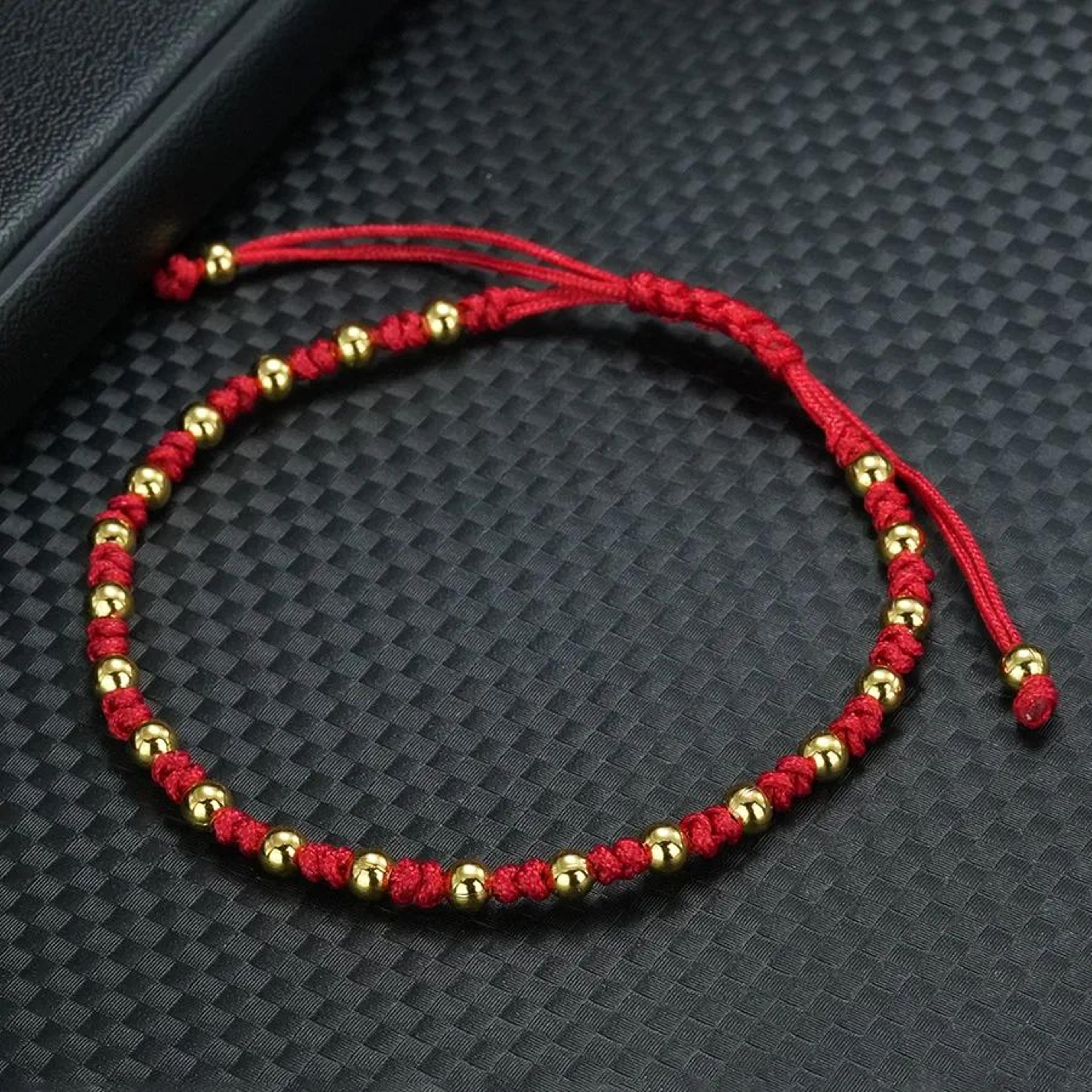 adjustable red black rope beaded friendship bracelet