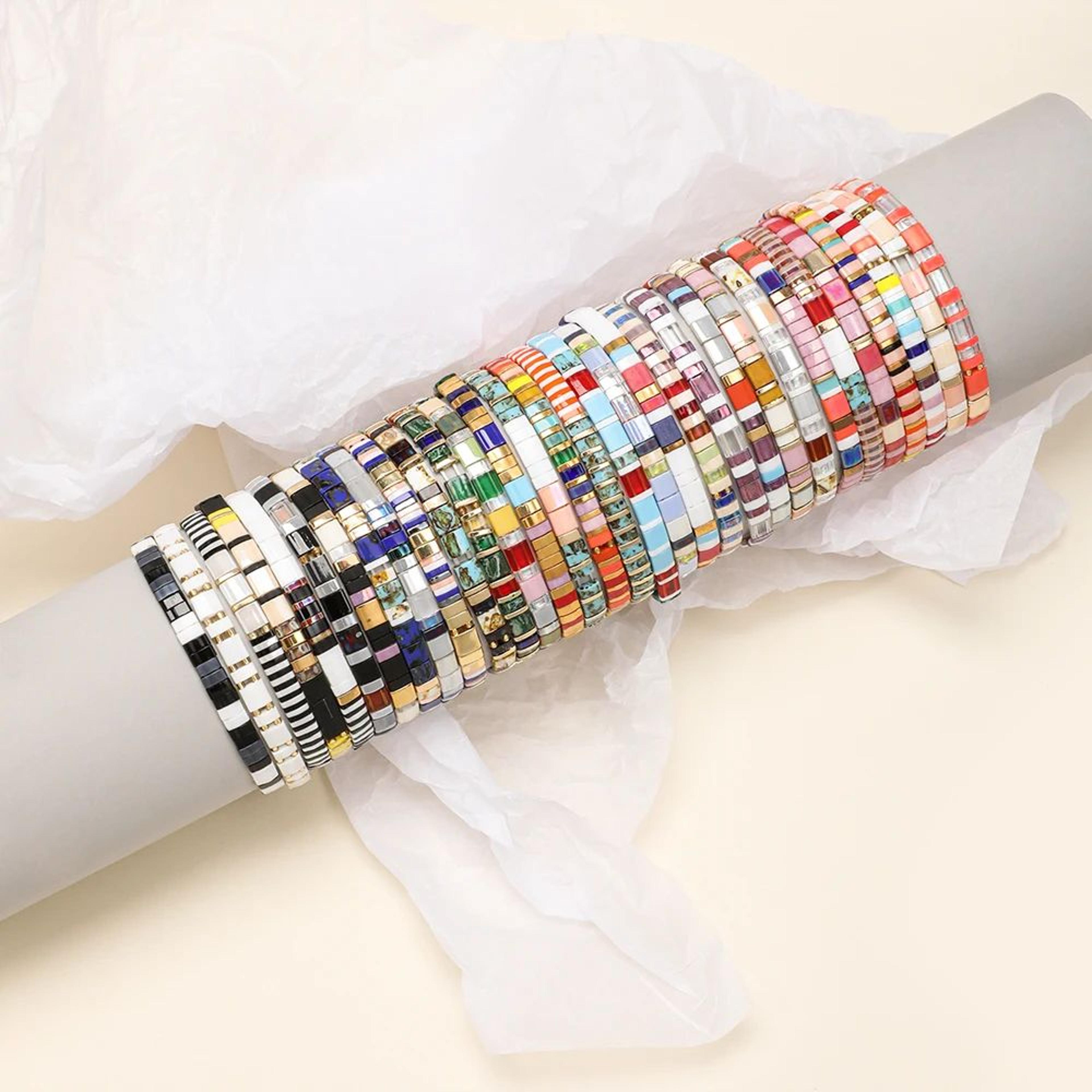 vintage rainbow miyuki tila beaded bracelet