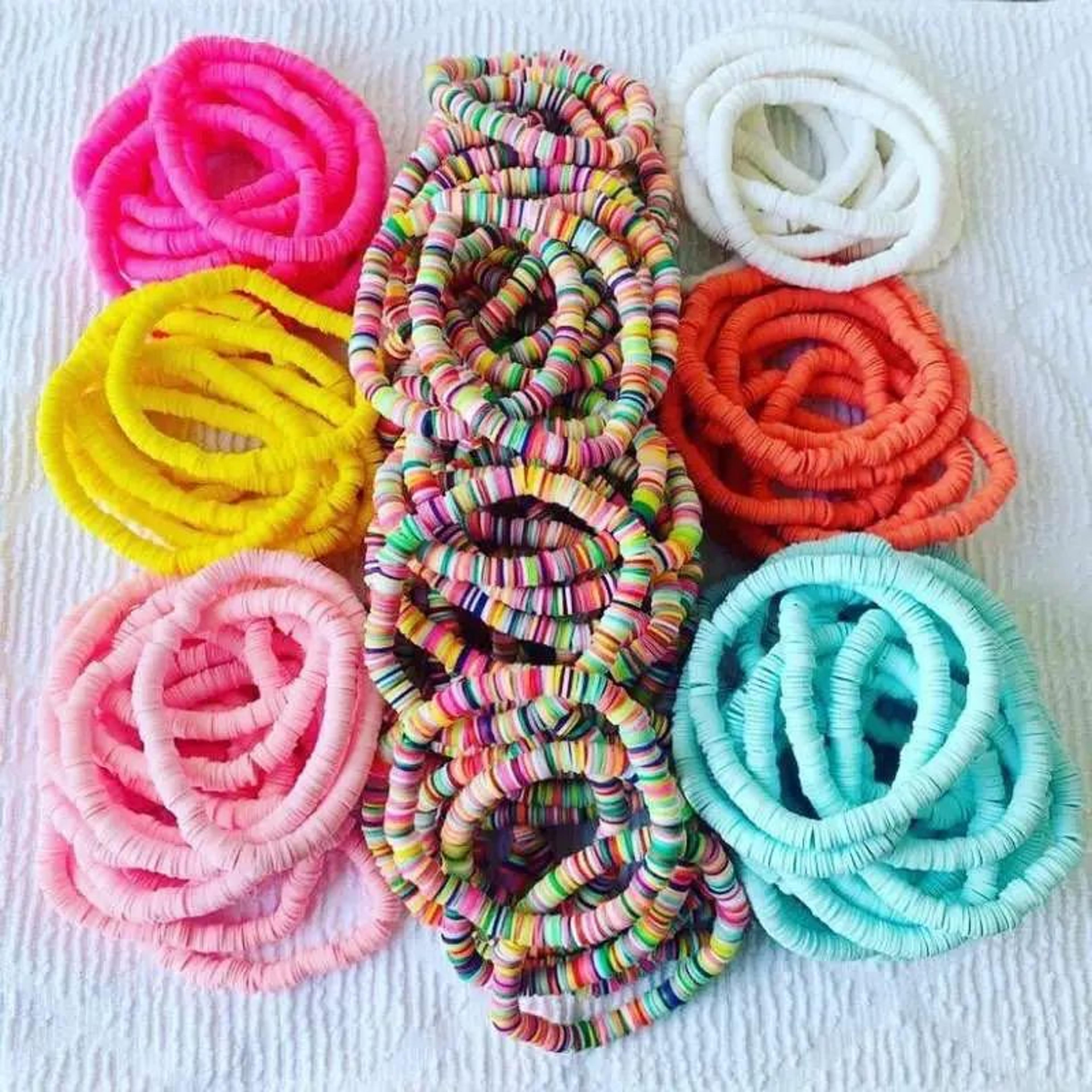 handmade colorful polymer clay beaded bracelet
