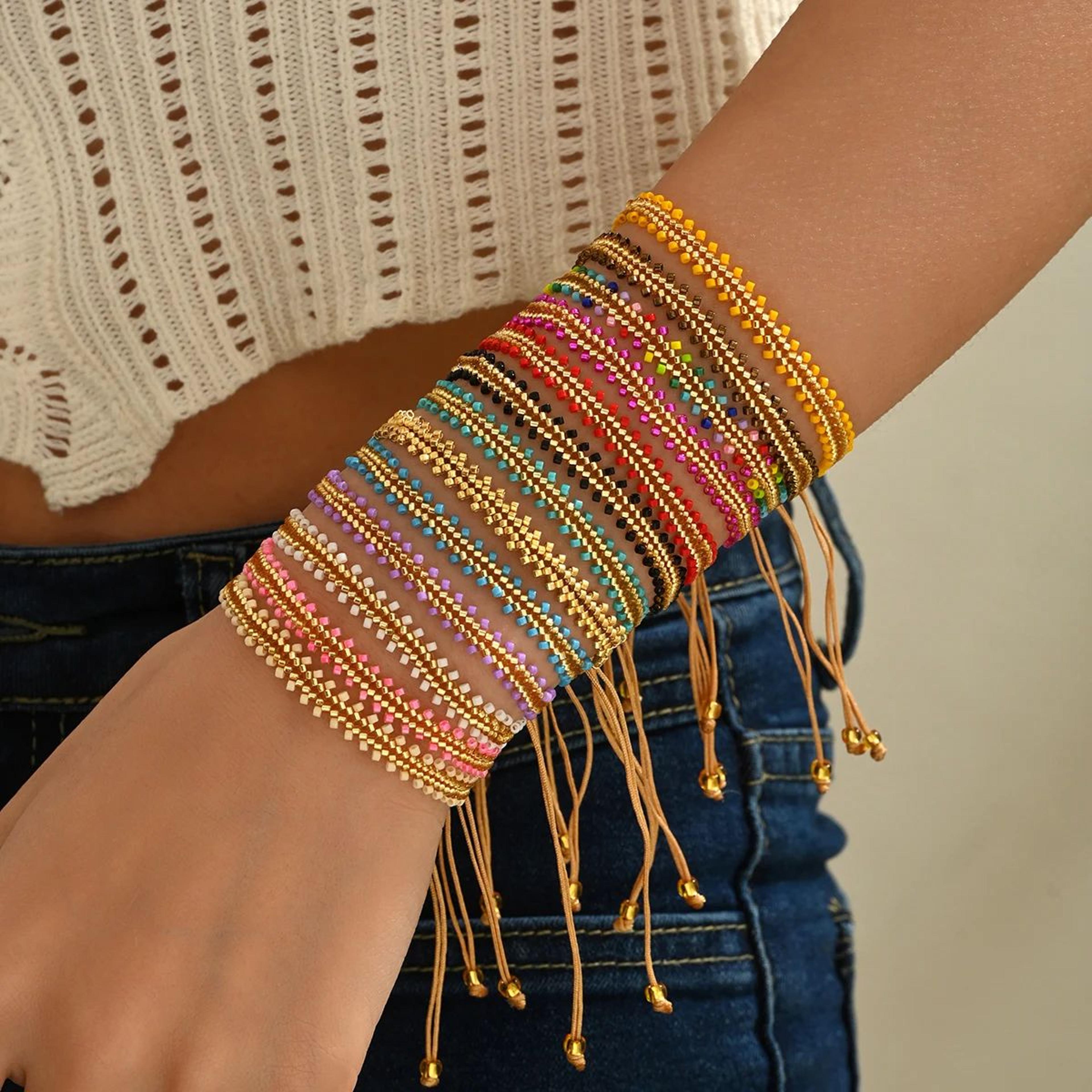 colorful miyuki beaded adjustable bracelet