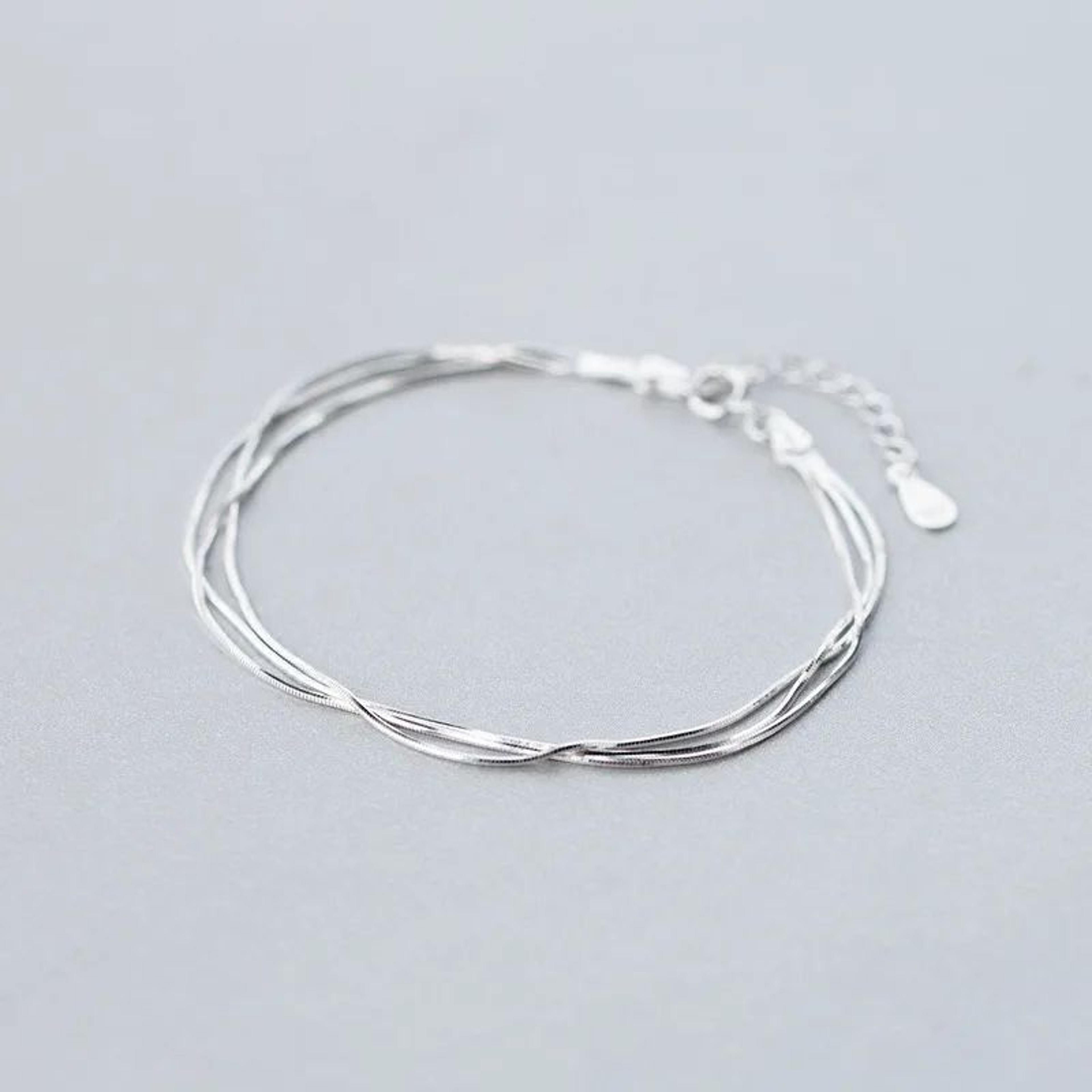 korean style sterling silver layered bracelet