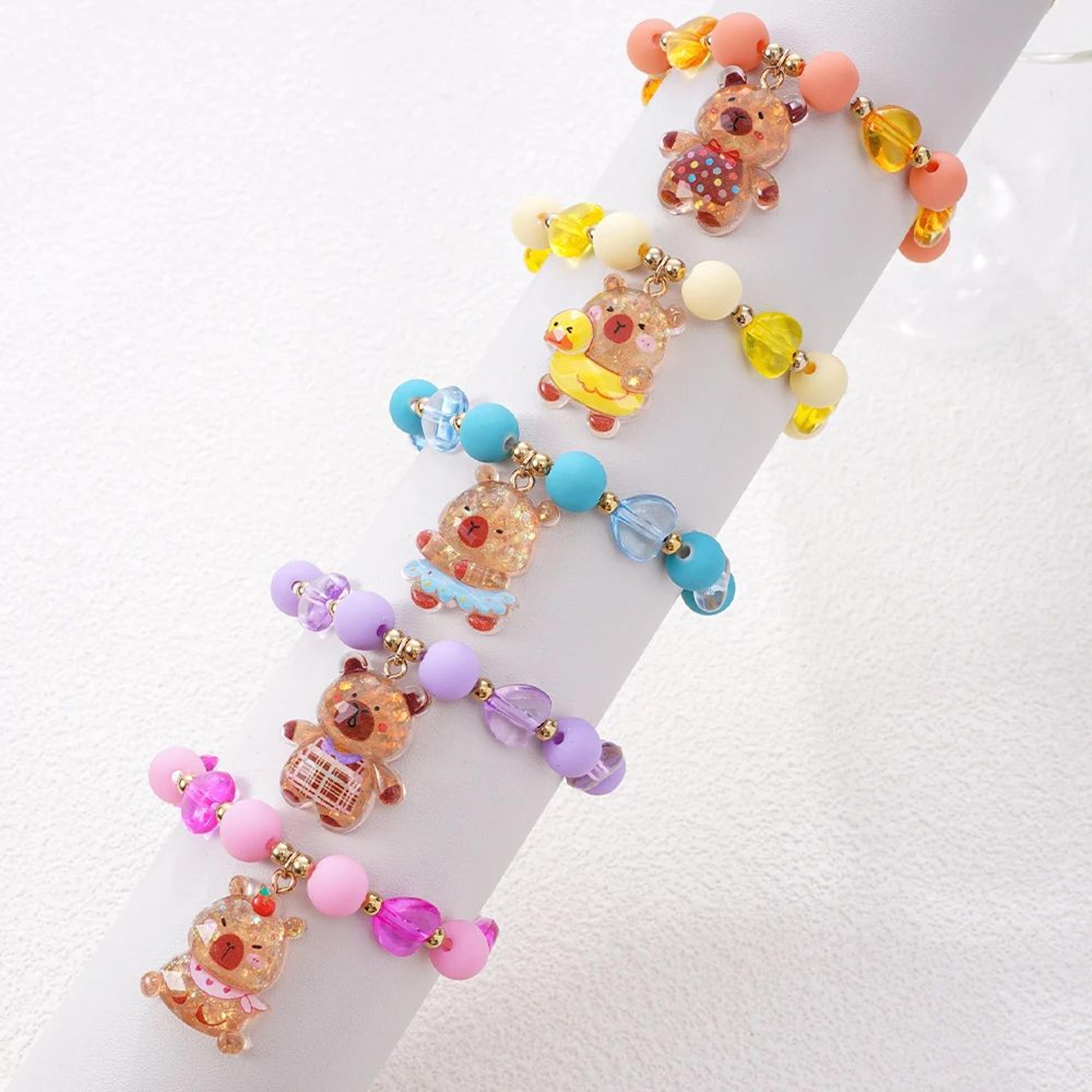 cute colorful capybara charm bracelet set