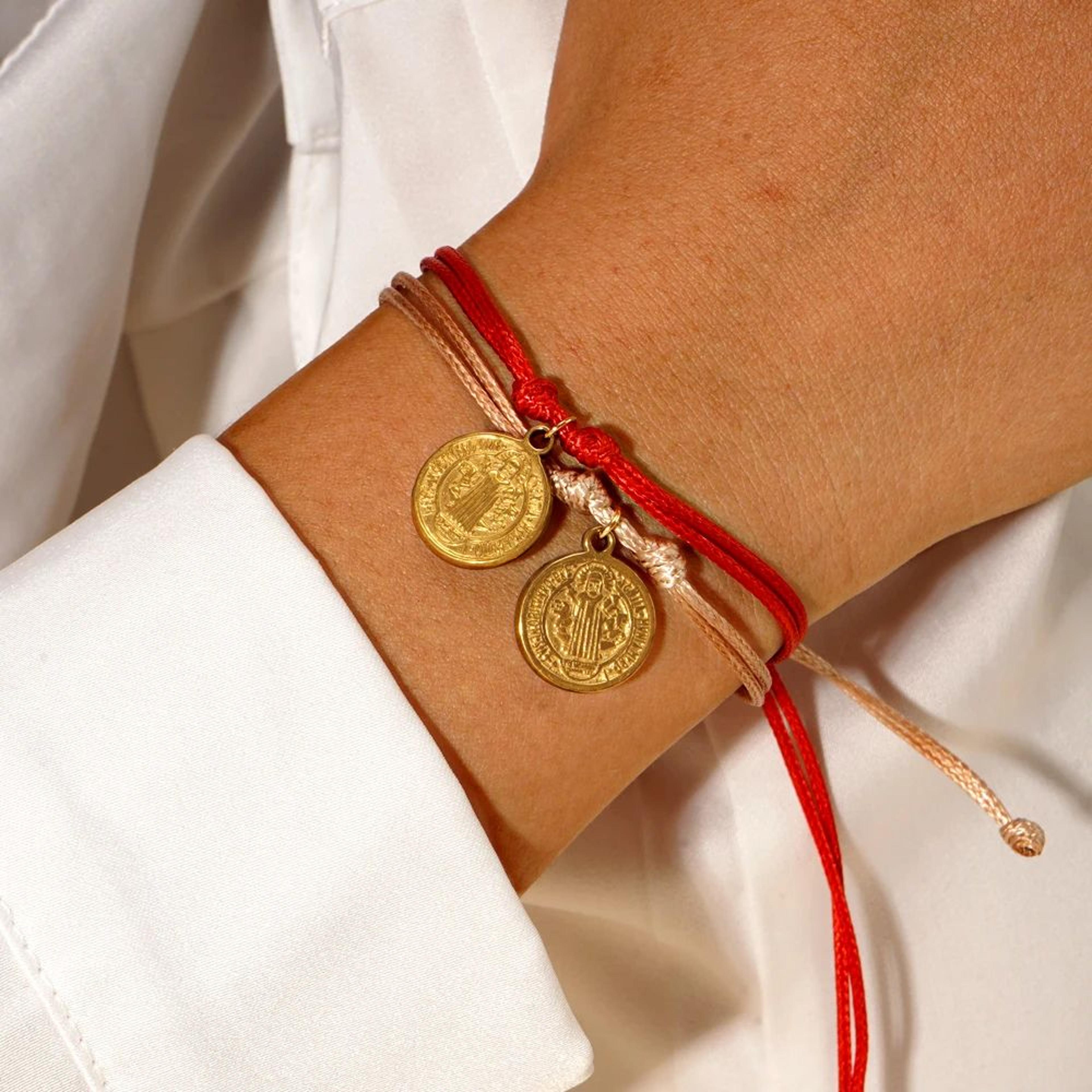 bohemian saint maiden red rope bracelet