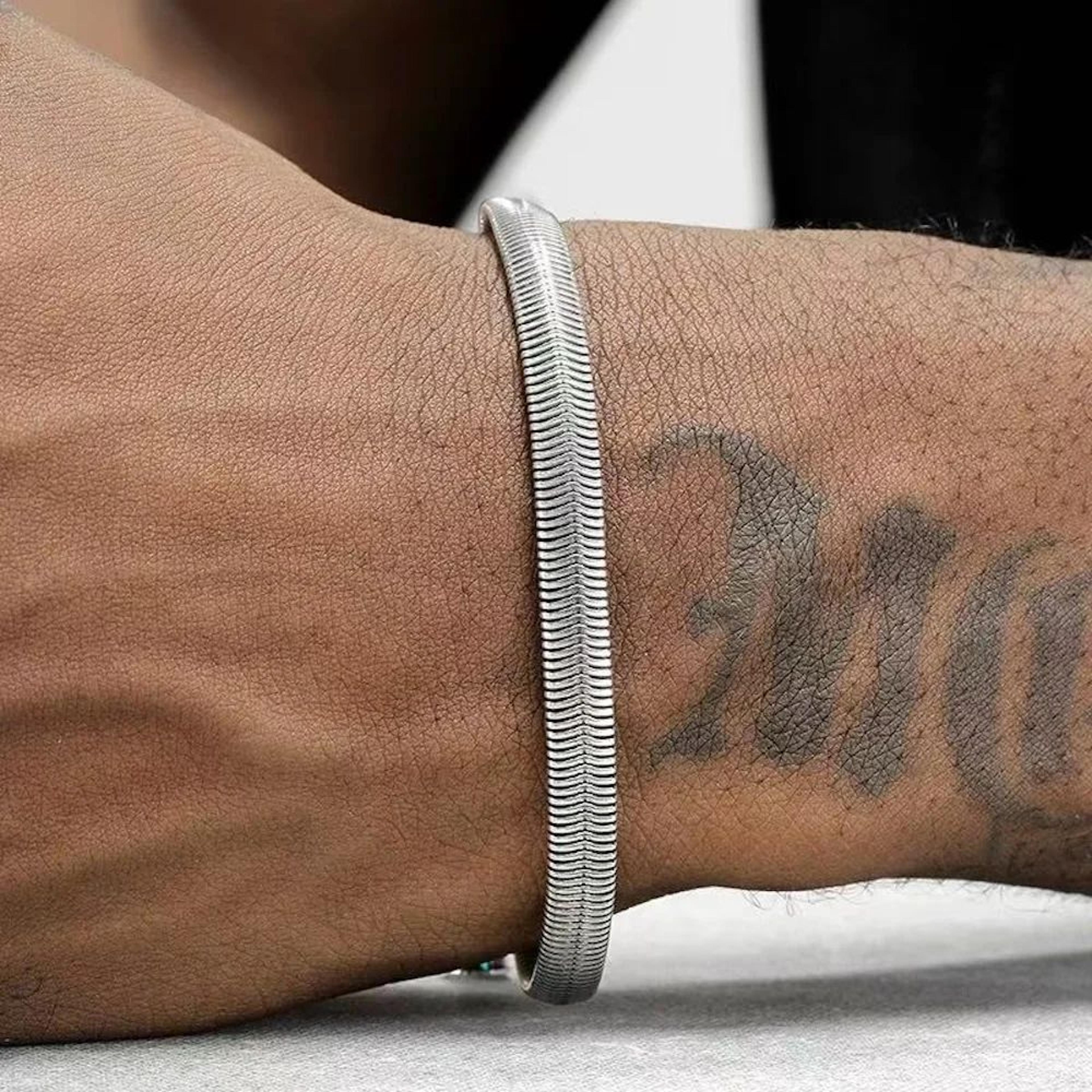 retro stainless steel flat snake chain bracelet